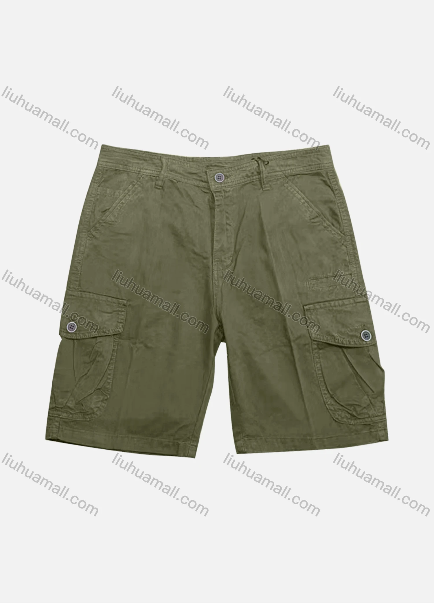 Wholesale Men's Casual Plain Flap Pockets Button Closure Shorts 28551# - Liuhuamall