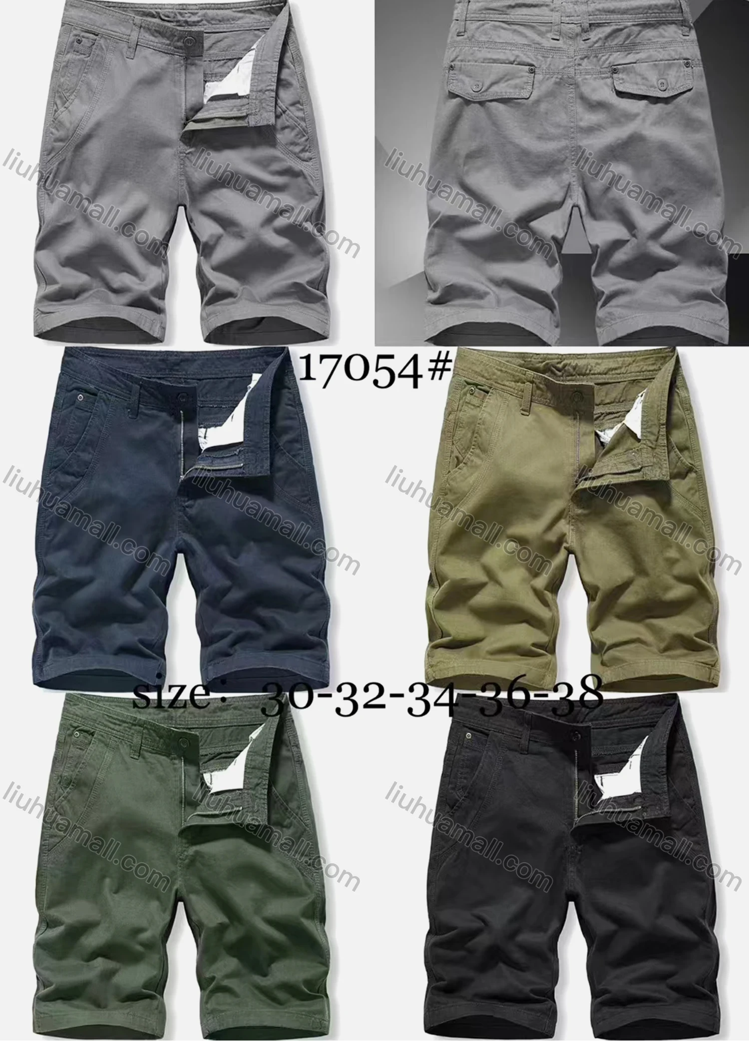 Wholesale Men's Casual Plain Patch Pocket Button Closure Shorts 17054# - Liuhuamall
