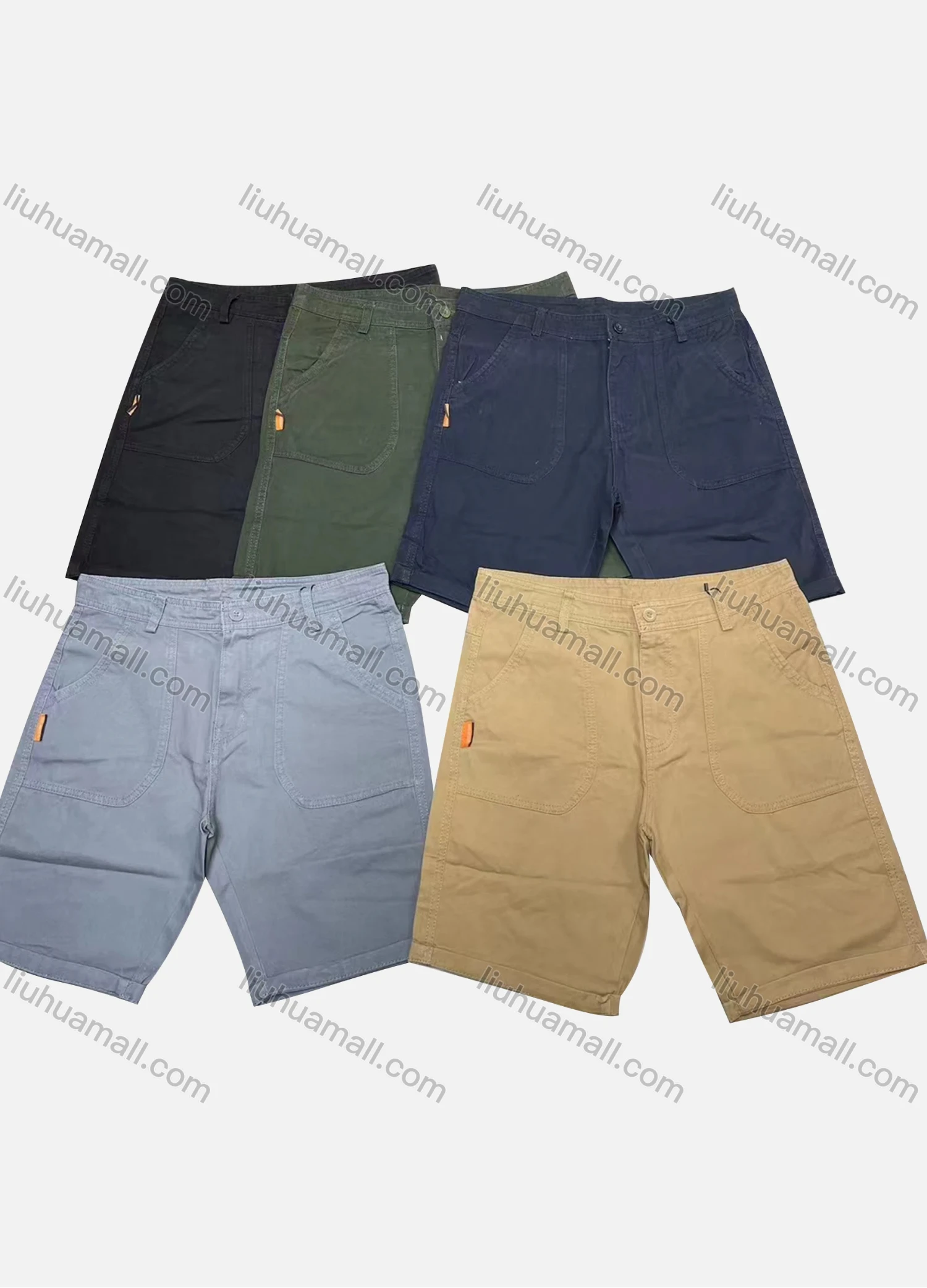 Wholesale Men's Casual Plain Patch Pocket Button Closure Shorts 17406# - Liuhuamall