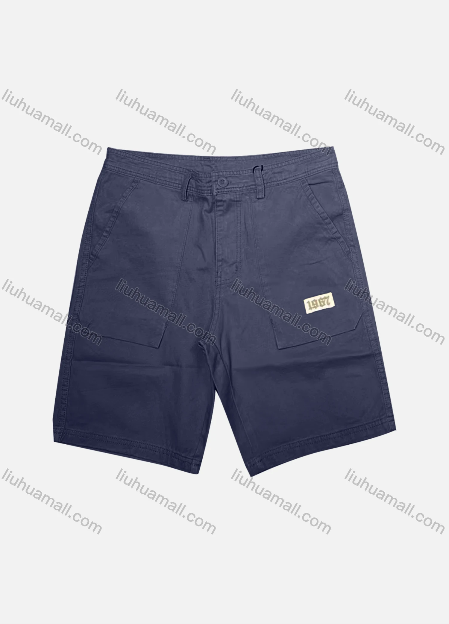 Wholesale Men's Casual Plain Patch Pocket Button Closure Shorts 17408# - Liuhuamall
