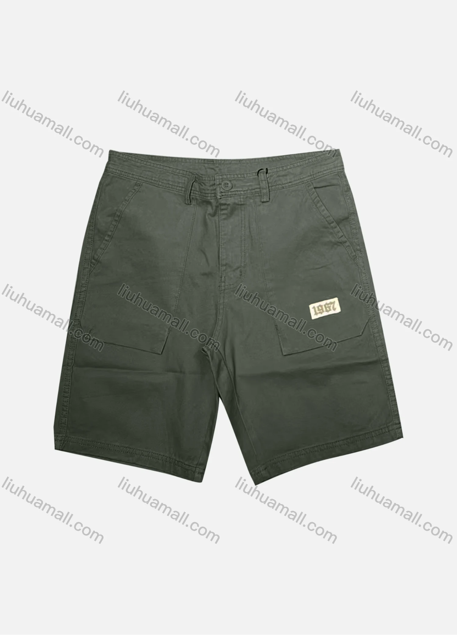 Wholesale Men's Casual Plain Patch Pocket Button Closure Shorts 17408# - Liuhuamall