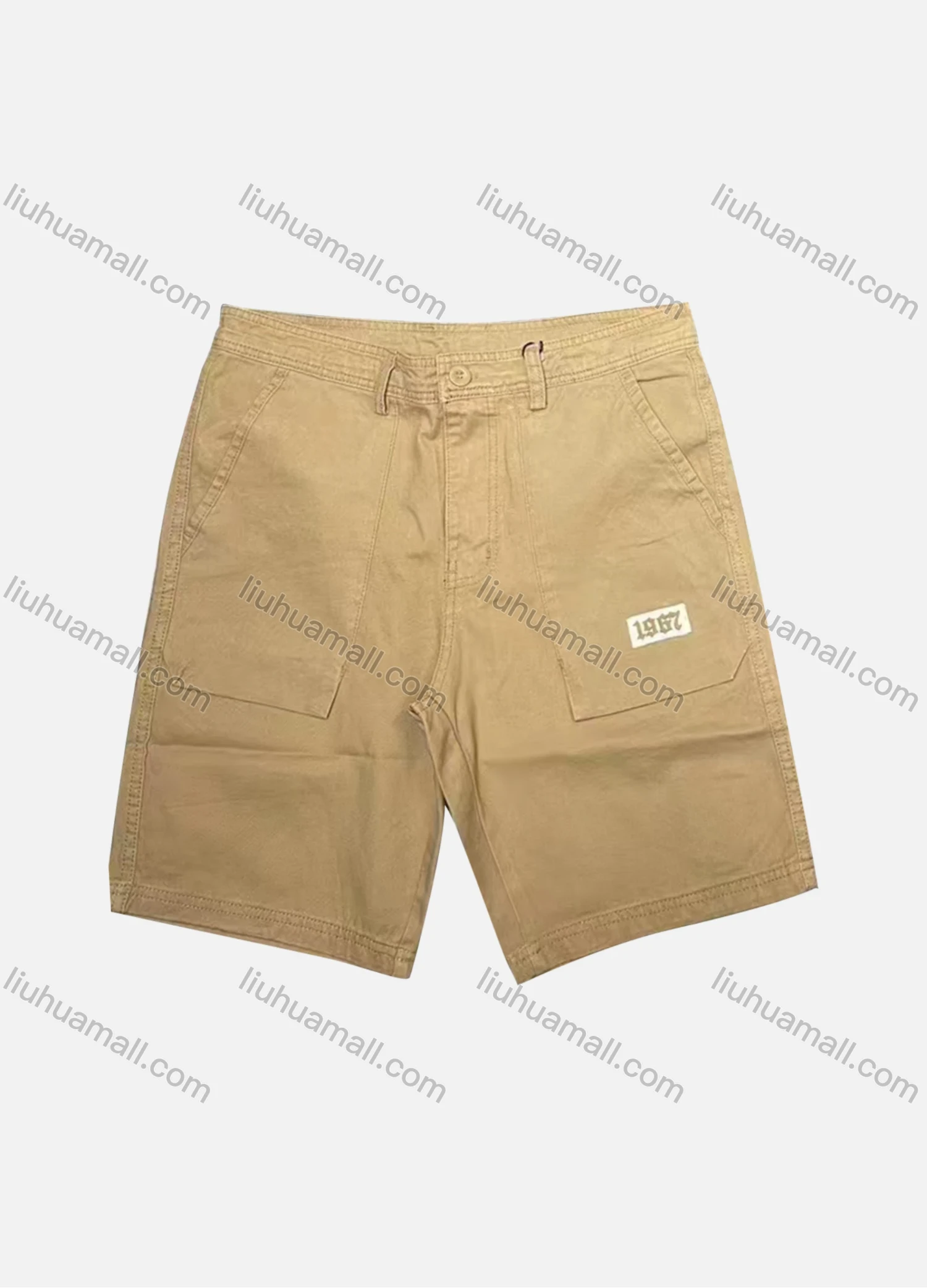 Wholesale Men's Casual Plain Patch Pocket Button Closure Shorts 17408# - Liuhuamall