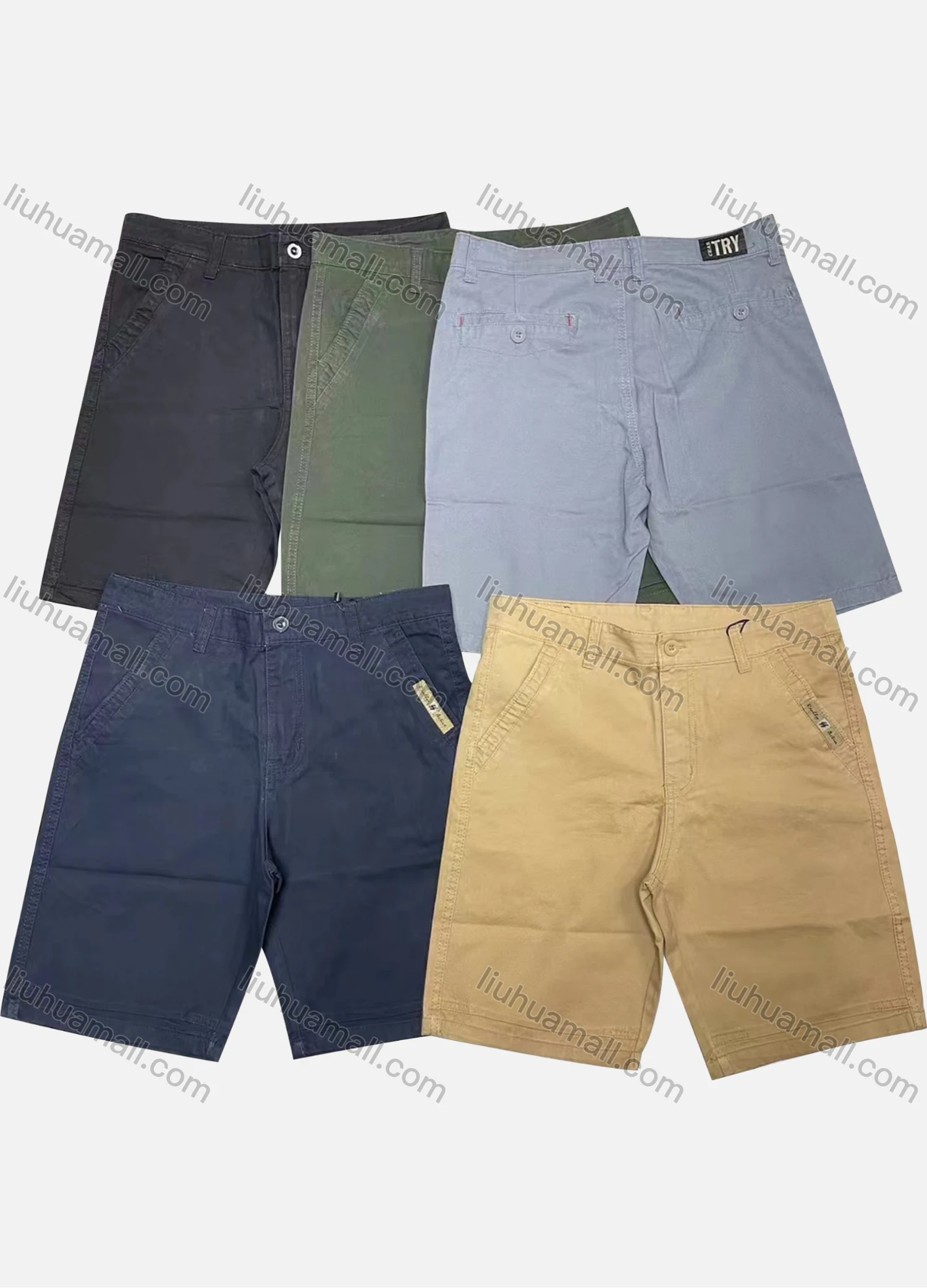 Wholesale Men's Casual Plain Patch Pocket Button Closure Shorts 17407# - Liuhuamall
