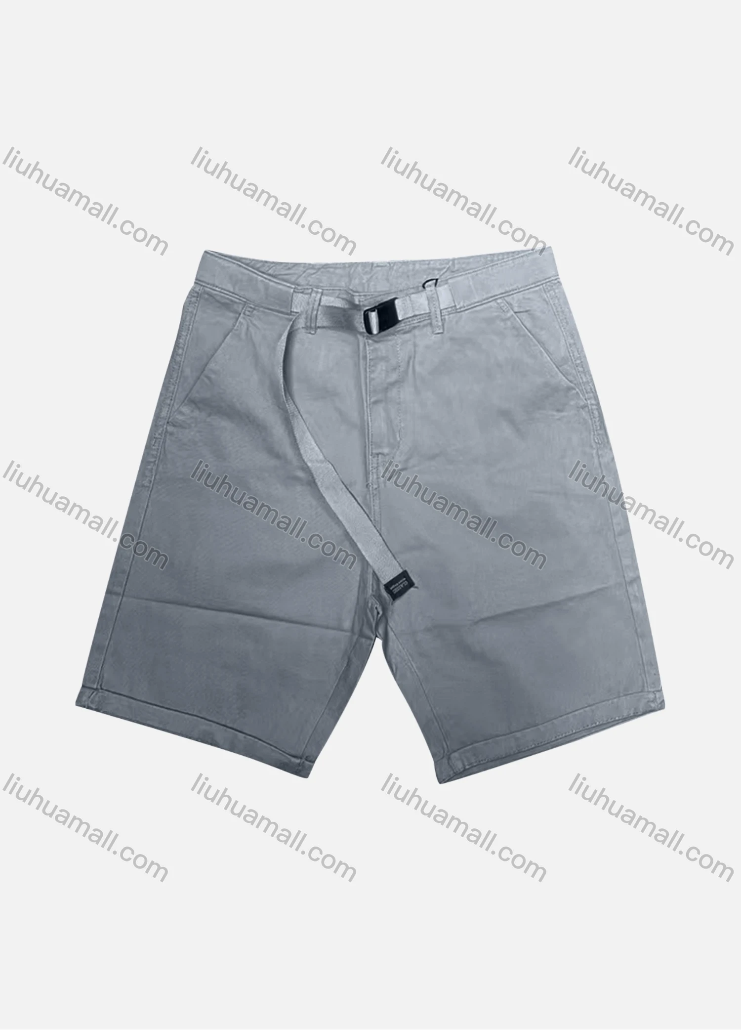Wholesale Men's Casual Plain Patch Pocket Button Closure Shorts With Belt 16301# - Liuhuamall