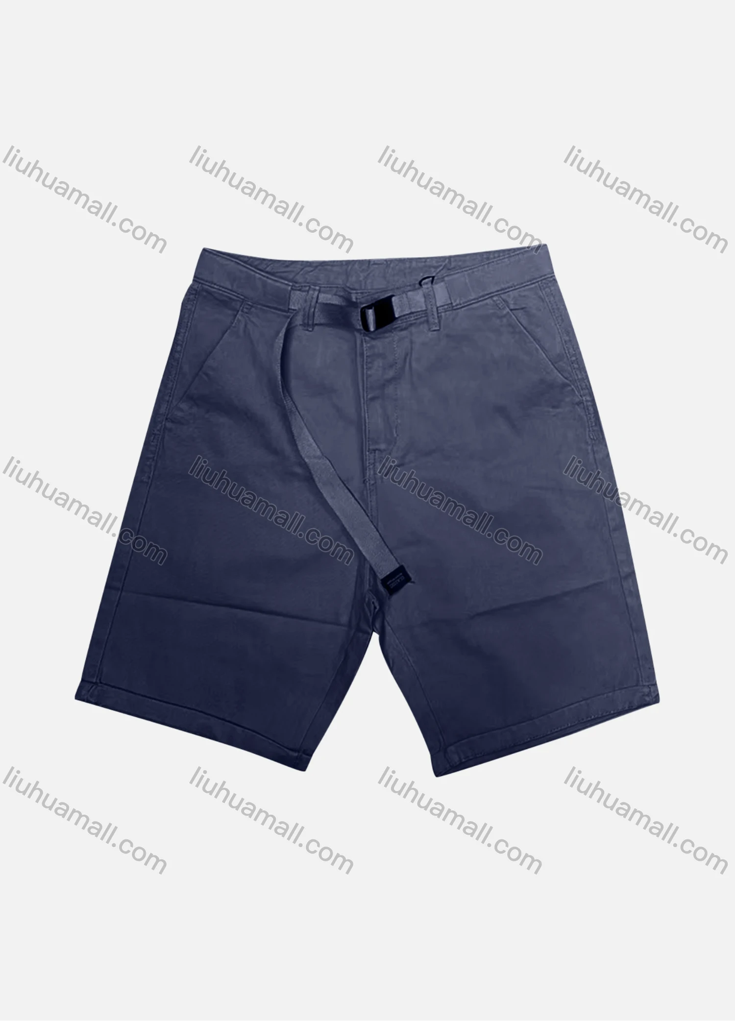 Wholesale Men's Casual Plain Patch Pocket Button Closure Shorts With Belt 16301# - Liuhuamall