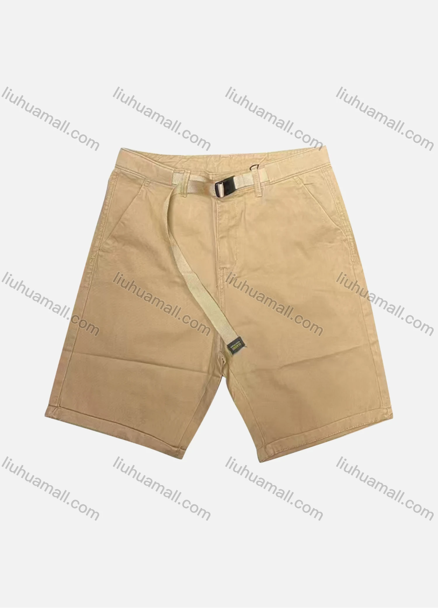 Wholesale Men's Casual Plain Patch Pocket Button Closure Shorts With Belt 16301# - Liuhuamall