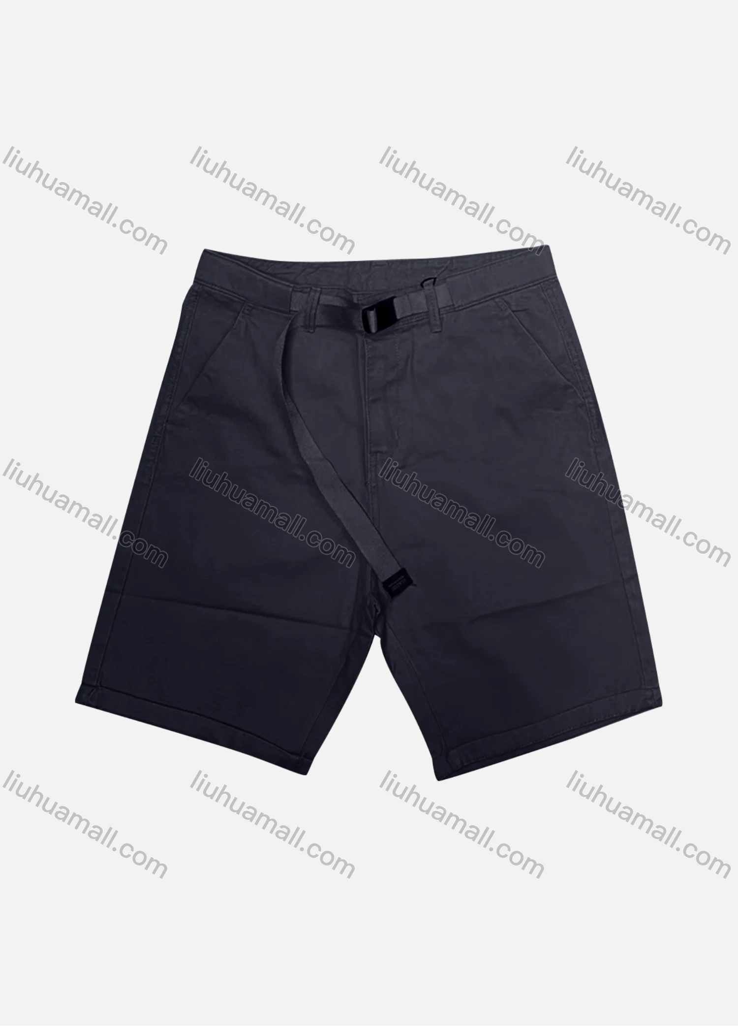 Wholesale Men's Casual Plain Patch Pocket Button Closure Shorts With Belt 16301# - Liuhuamall