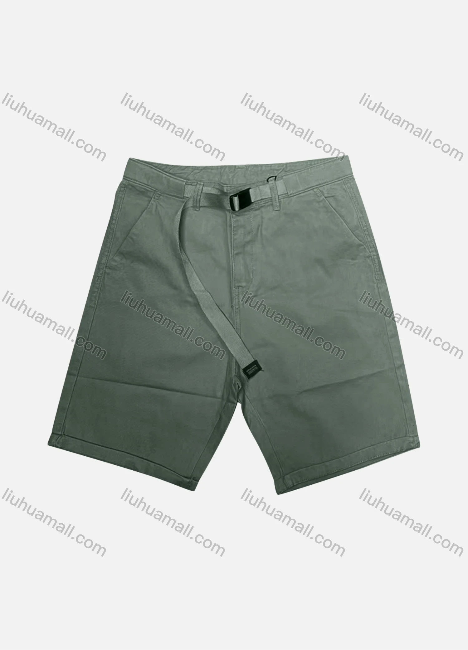 Wholesale Men's Casual Plain Patch Pocket Button Closure Shorts With Belt 16301# - Liuhuamall