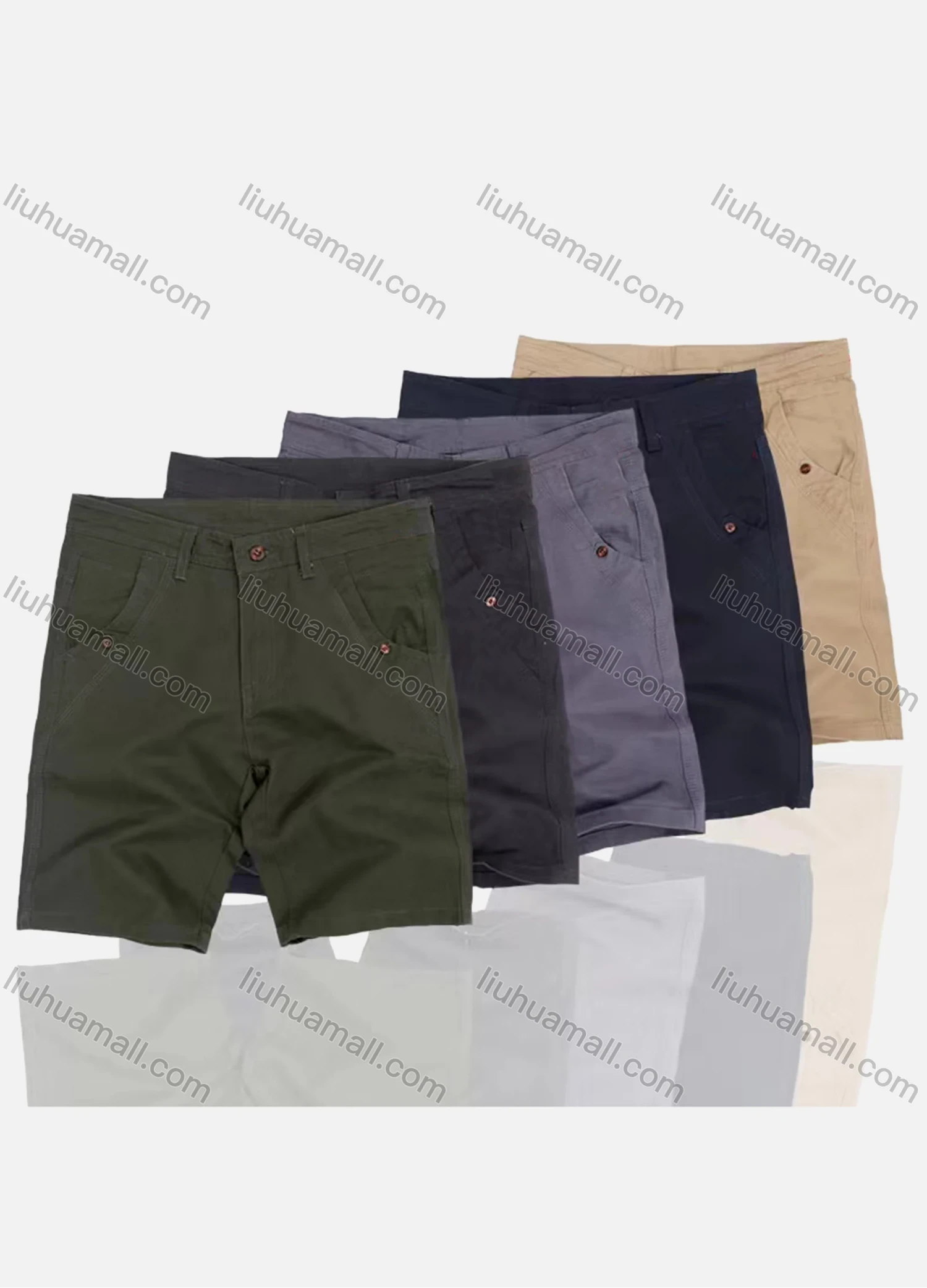 Wholesale Men's Casual Plain Patch Pocket Button Closure Shorts 17351# - Liuhuamall