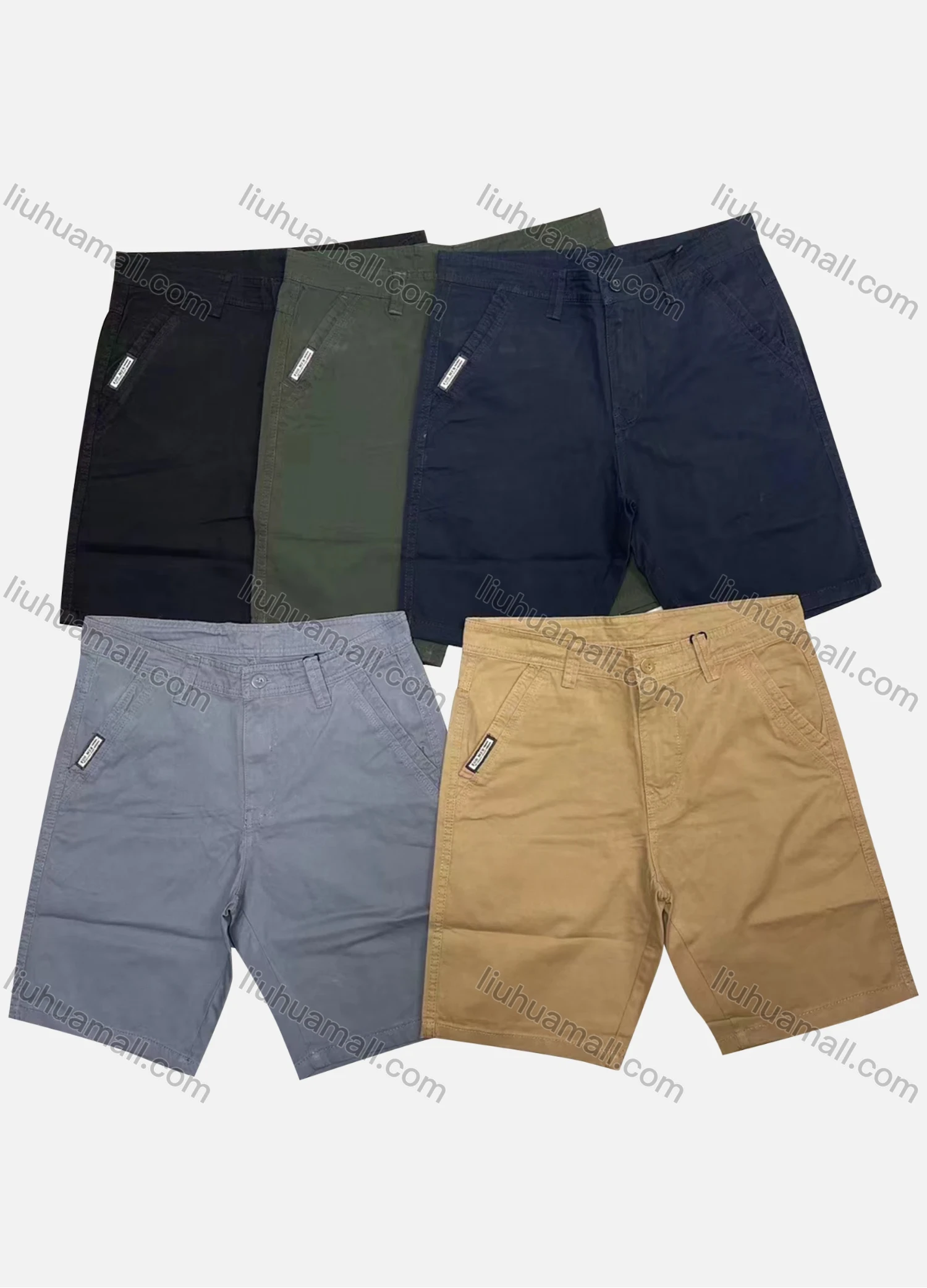 Wholesale Men's Casual Plain Patch Pocket Button Closure Shorts 17405# - Liuhuamall