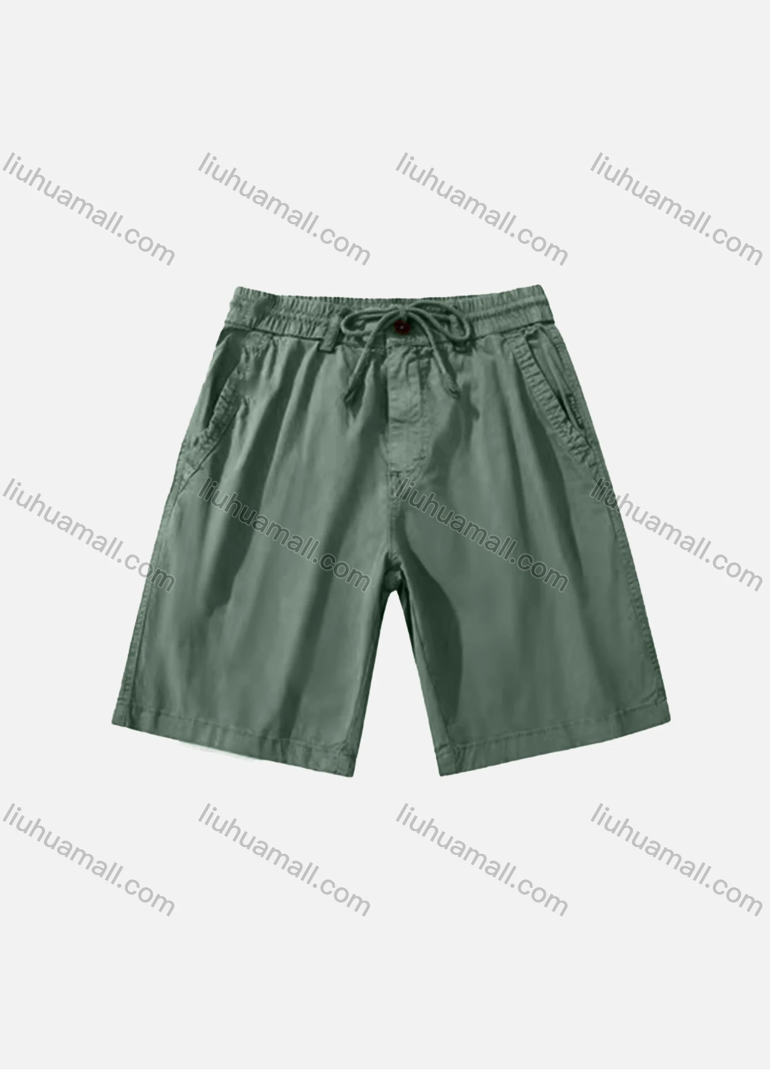 Wholesale Men's Casual Plain Patch Pocket Drawstring Shorts 16002# - Liuhuamall