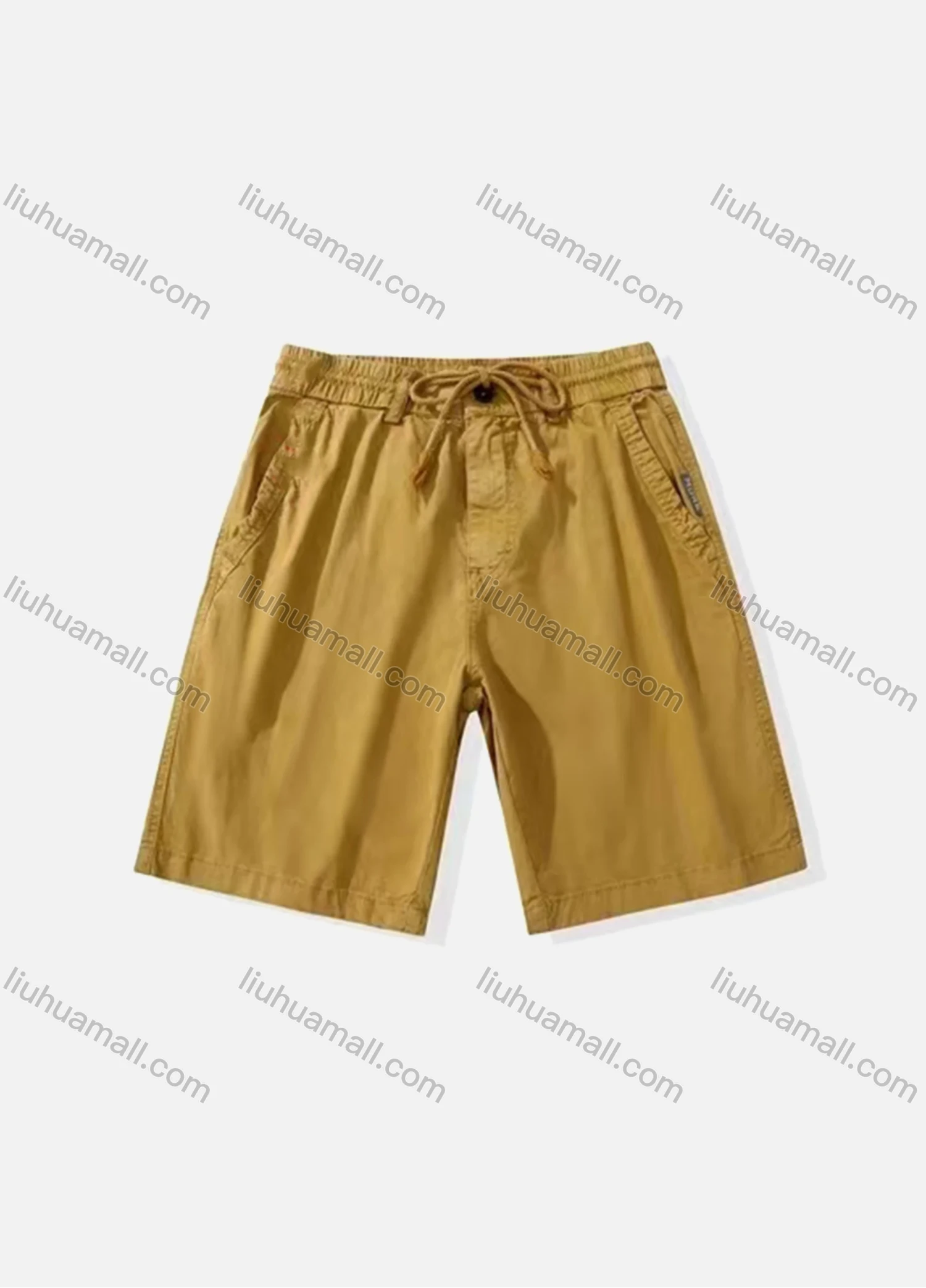 Wholesale Men's Casual Plain Patch Pocket Drawstring Shorts 16002# - Liuhuamall