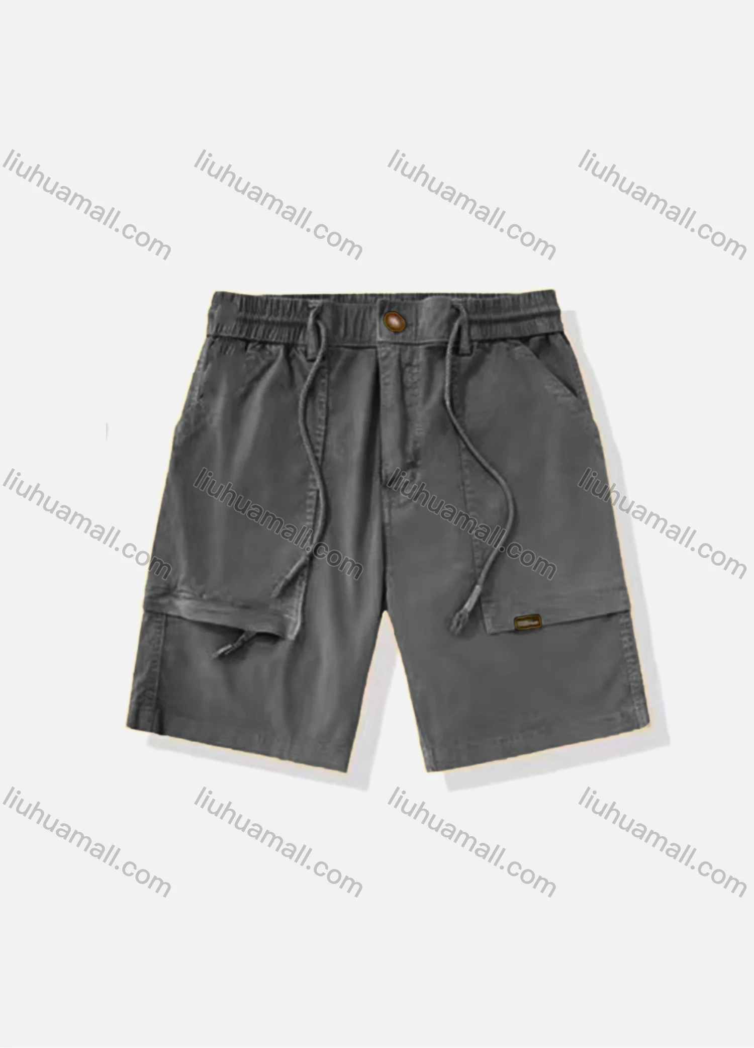 Wholesale Men's Casual Plain Patch Pocket Drawstring Shorts 16001# - Liuhuamall