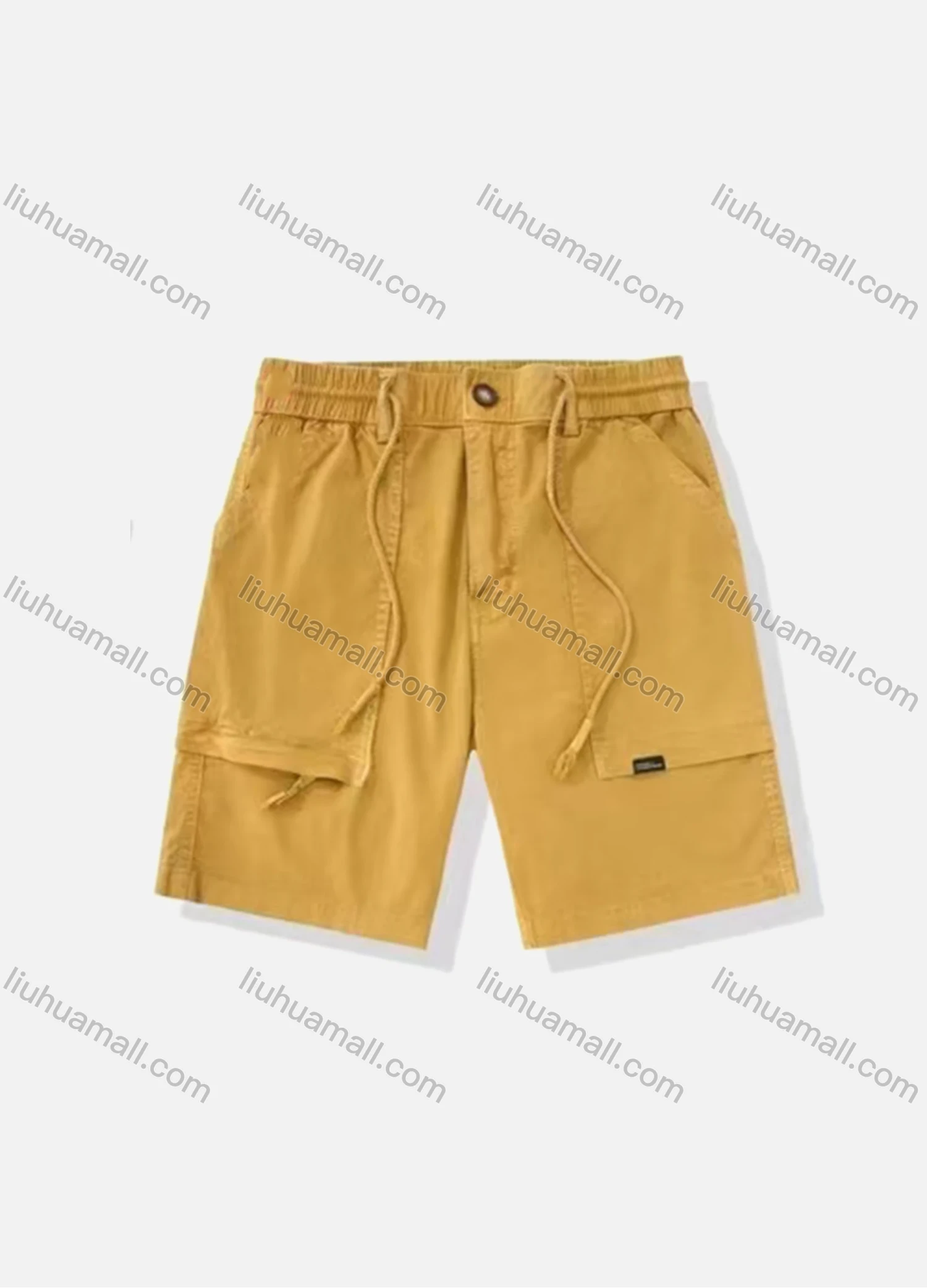 Wholesale Men's Casual Plain Patch Pocket Drawstring Shorts 16001# - Liuhuamall