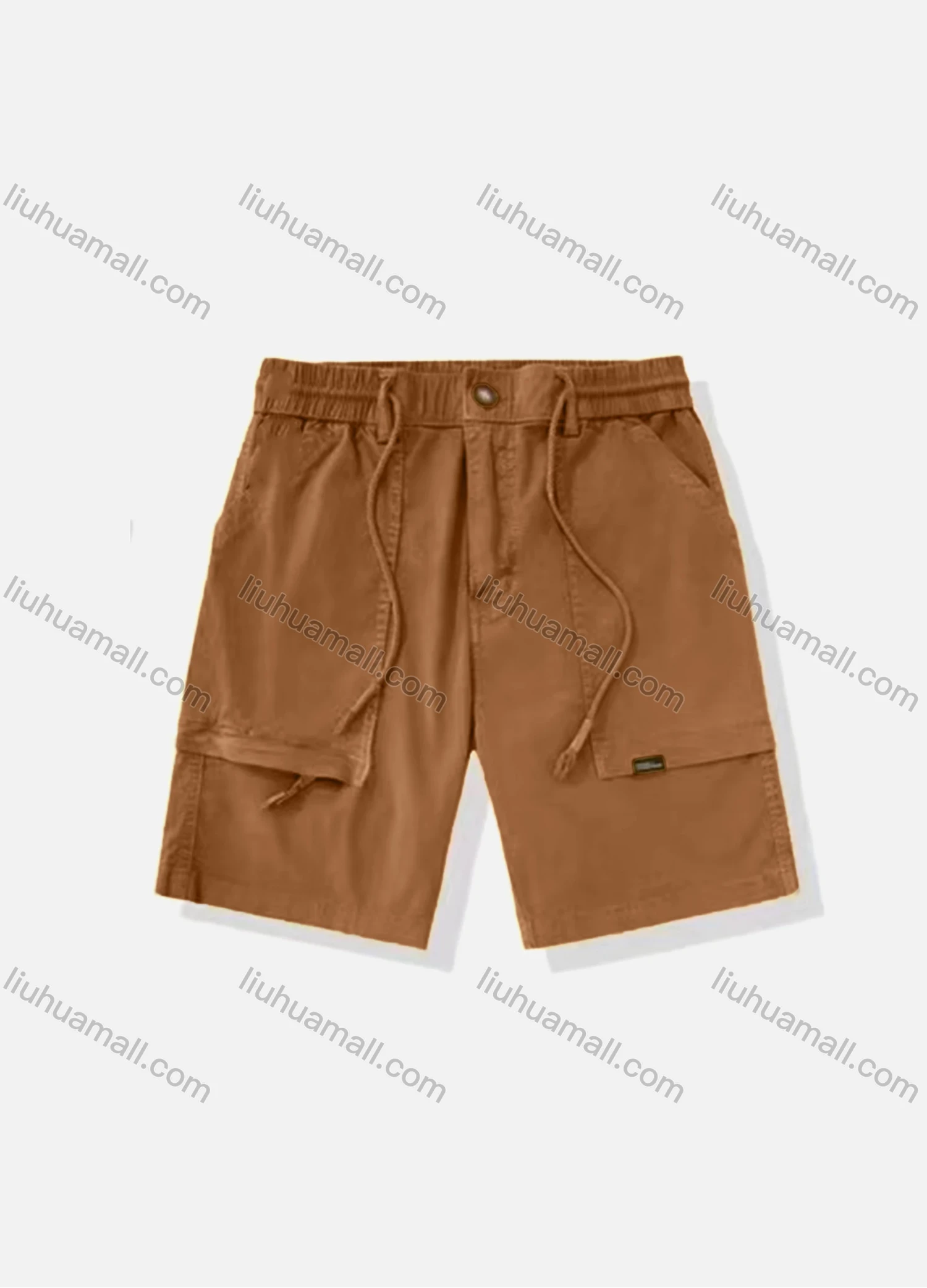 Wholesale Men's Casual Plain Patch Pocket Drawstring Shorts 16001# - Liuhuamall