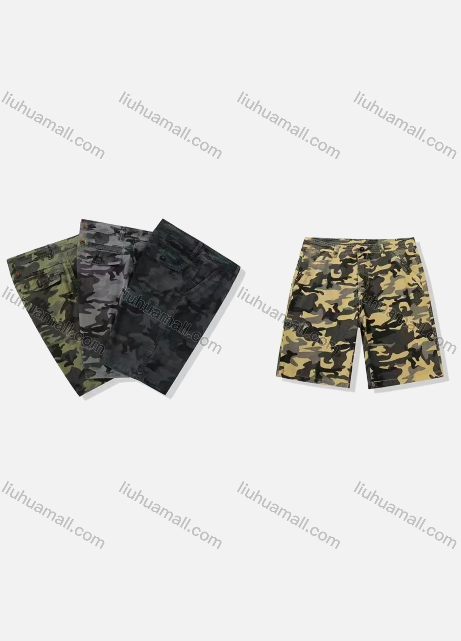 Wholesale Men's Casual Camouflage Patch Pocket Button Closure Shorts 18301# - Liuhuamall