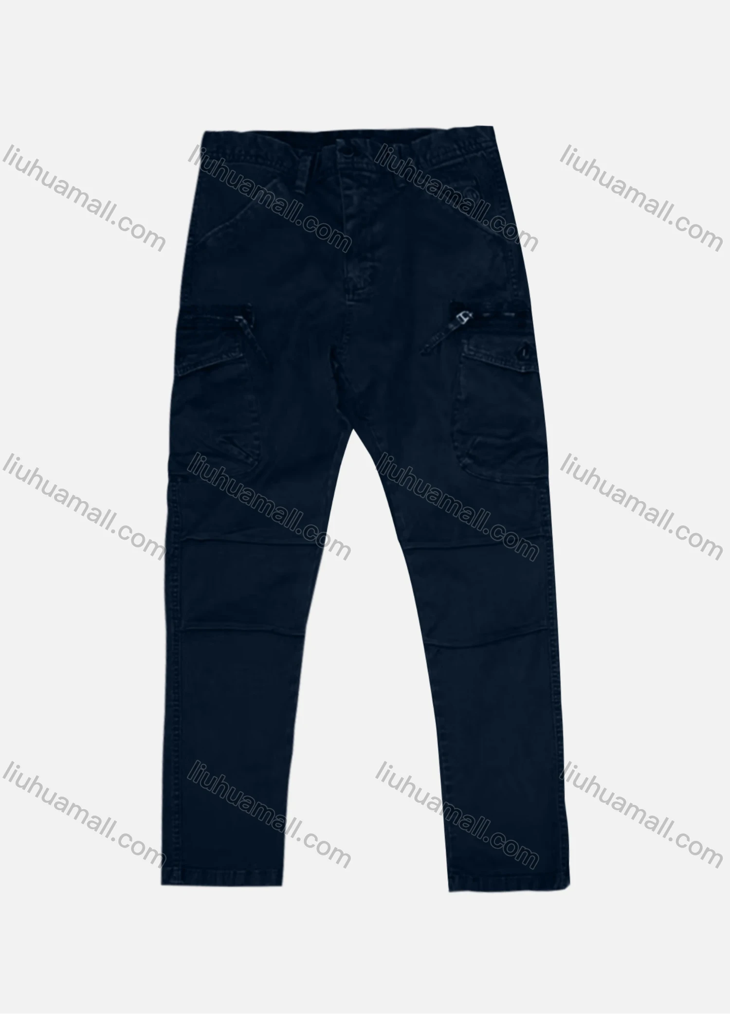 Wholesale Men's Casual Plain Patch Pocket Pleated Zip Decor Cargo Pant AK7365# - Liuhuamall