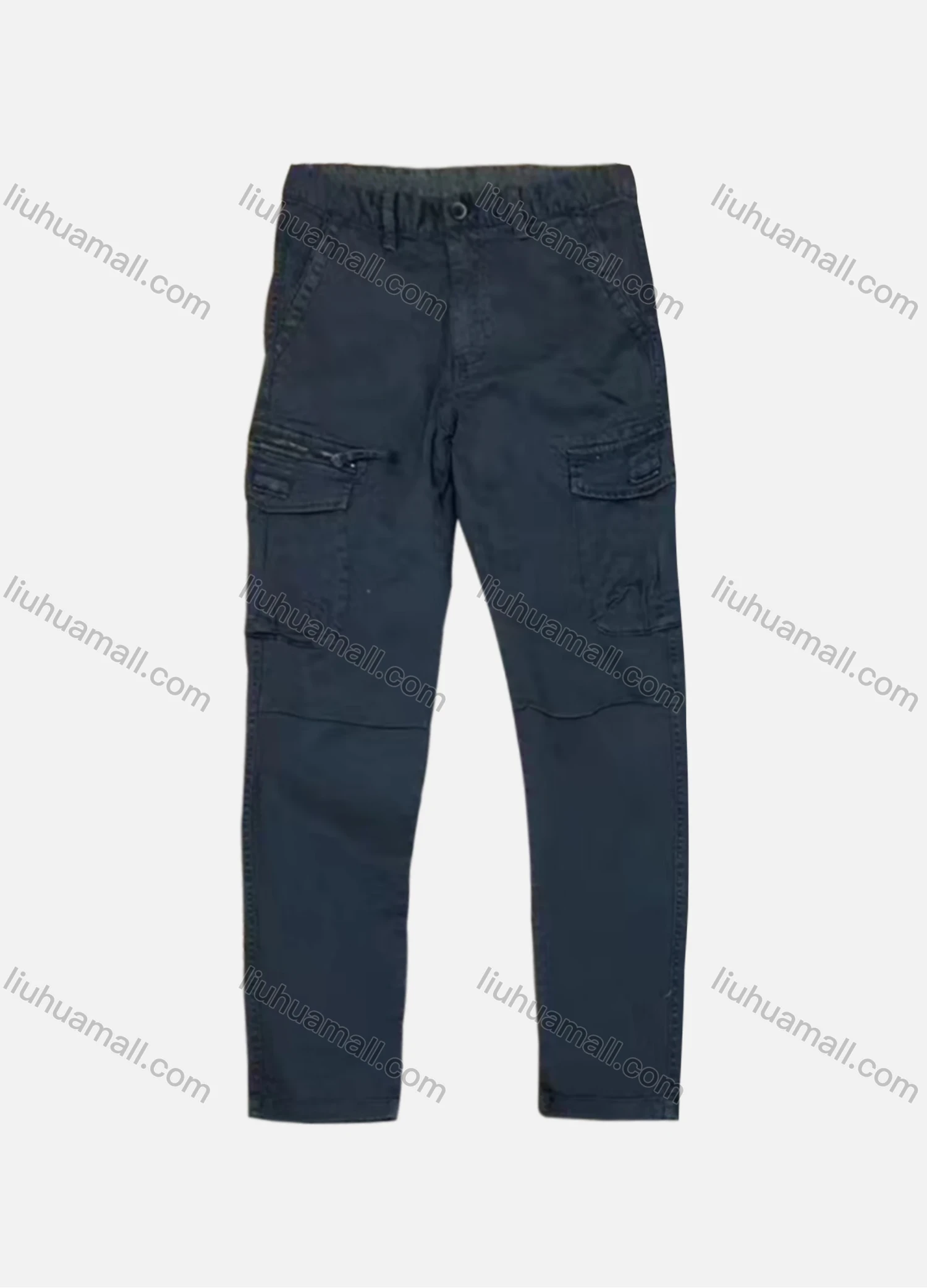Wholesale Men's Casual Plain Flap Pockets Zip Decor Cargo Pant AK7373# - Liuhuamall