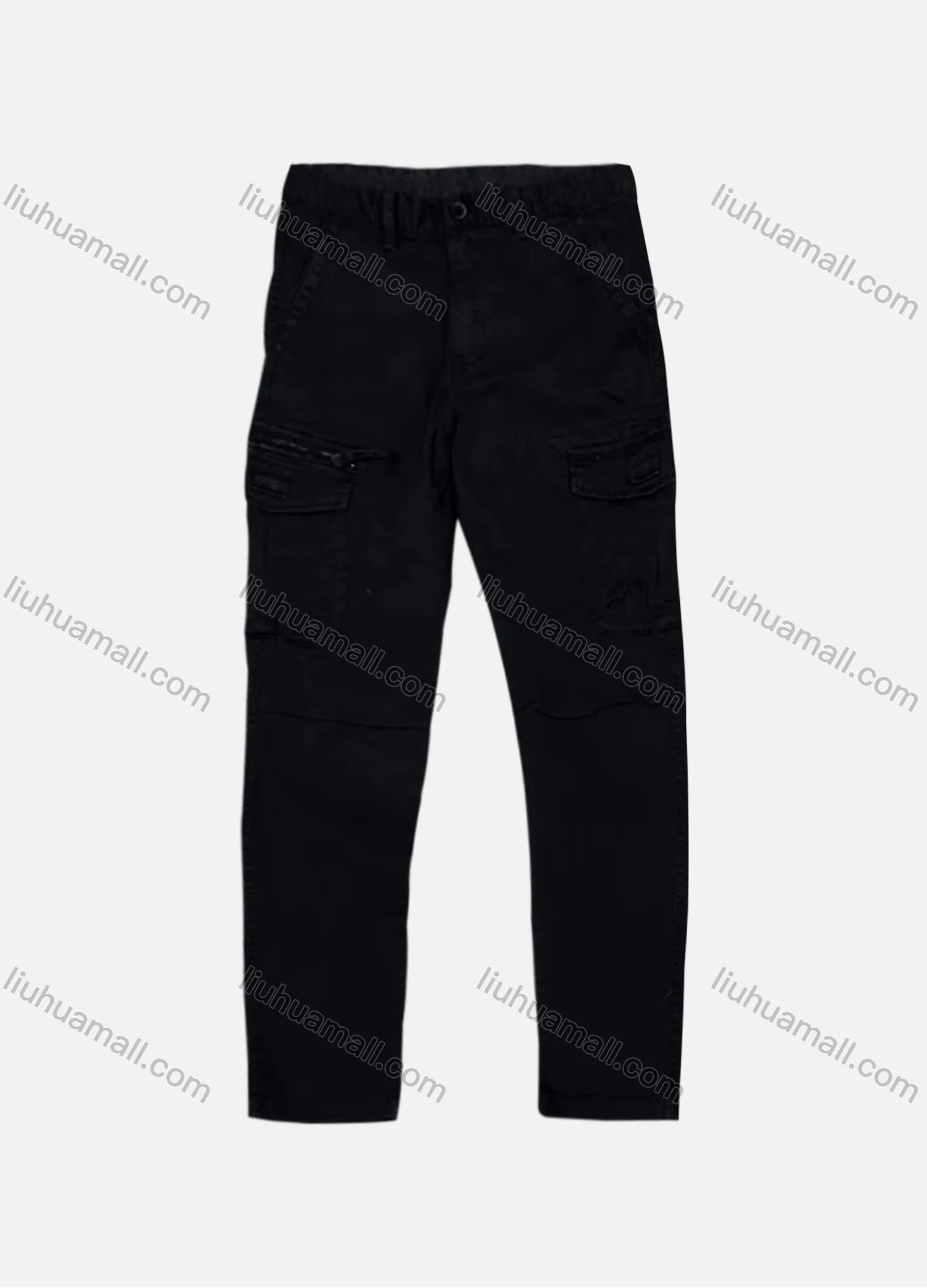 Wholesale Men's Casual Plain Flap Pockets Zip Decor Cargo Pant AK7373# - Liuhuamall