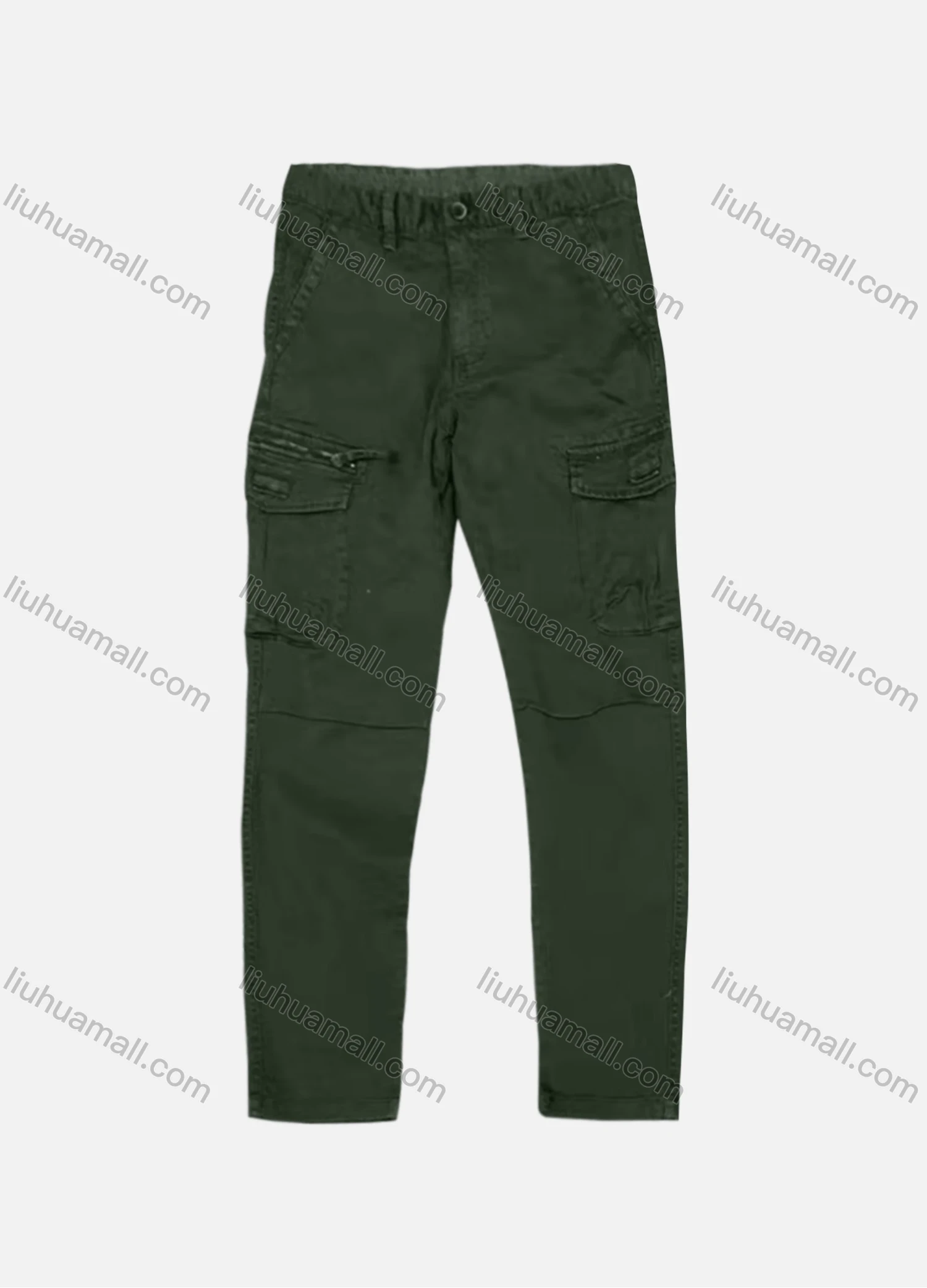 Wholesale Men's Casual Plain Flap Pockets Zip Decor Cargo Pant AK7373# - Liuhuamall