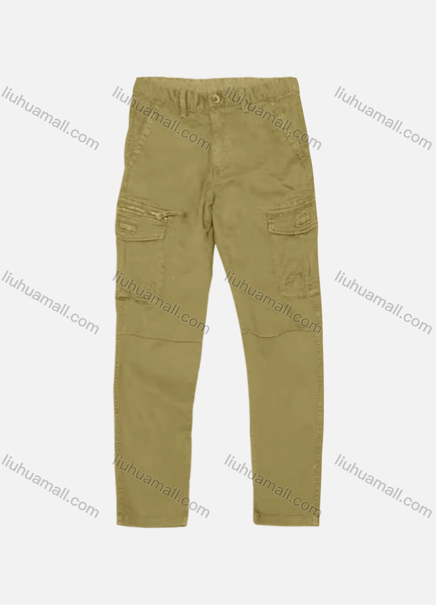 Wholesale Men's Casual Plain Flap Pockets Zip Decor Cargo Pant AK7373# - Liuhuamall