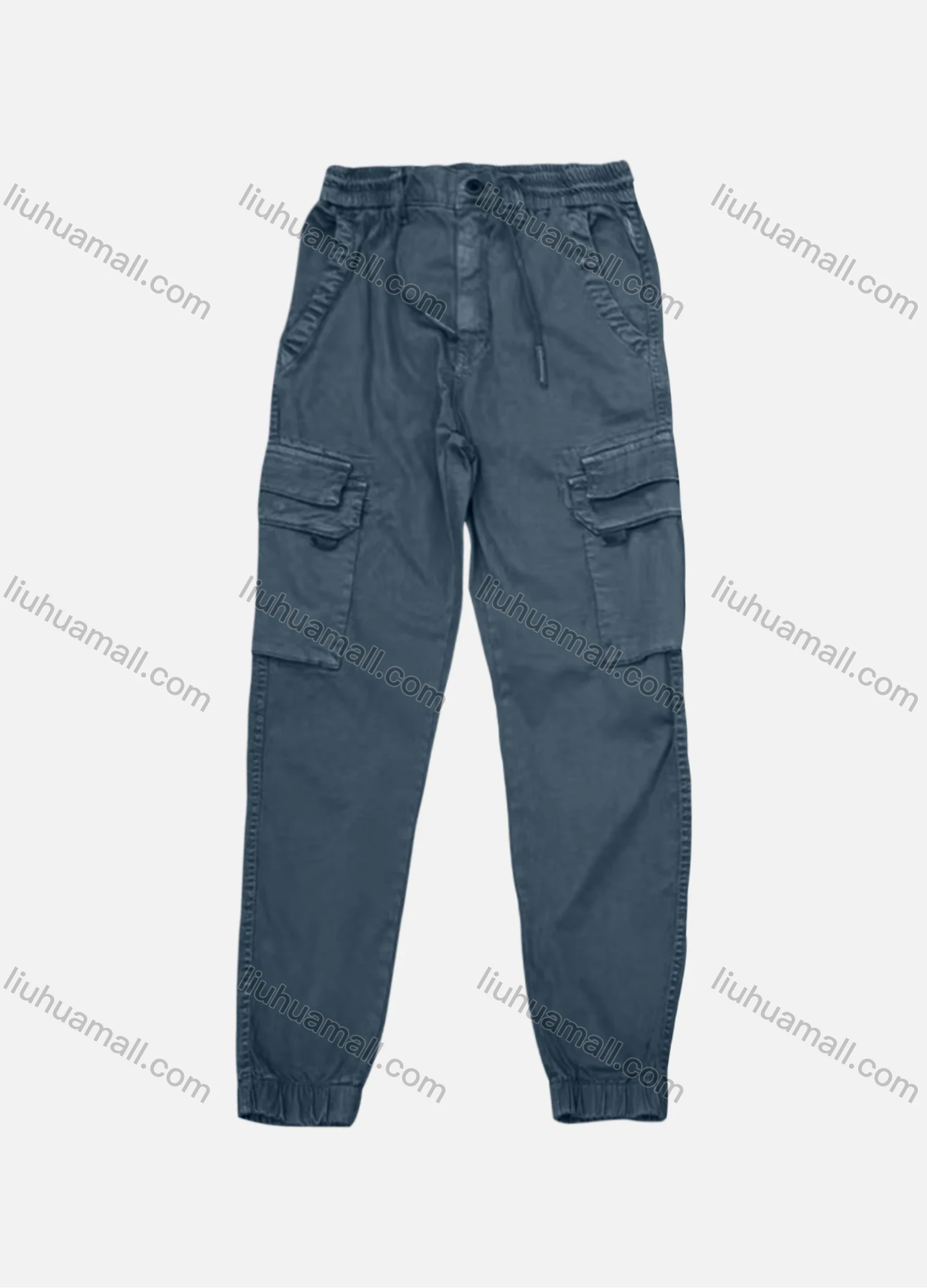 Wholesale Men's Casual Plain Flap Pockets Drawstring Cargo Pant AK7375# - Liuhuamall