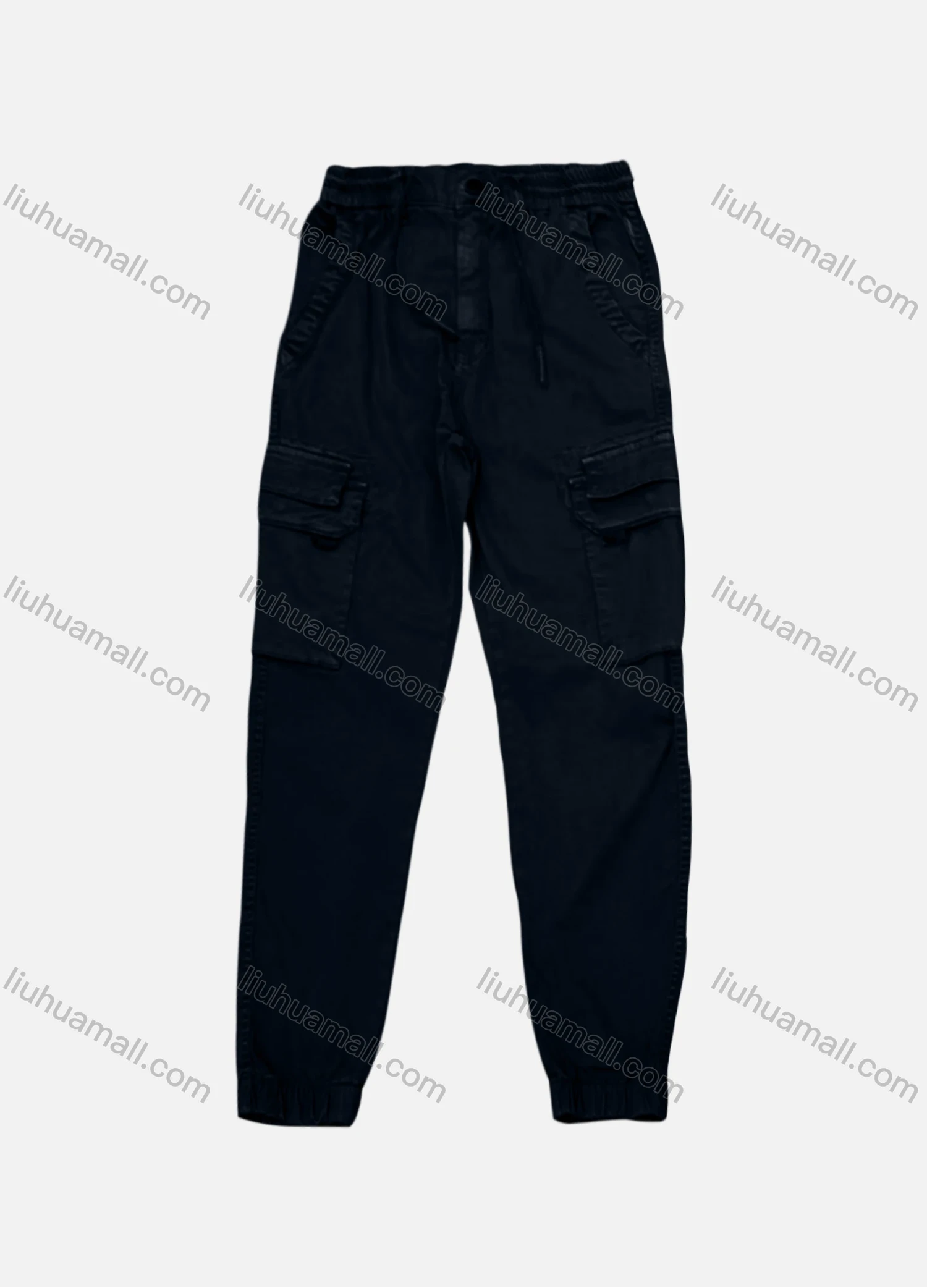 Wholesale Men's Casual Plain Flap Pockets Drawstring Cargo Pant AK7375# - Liuhuamall