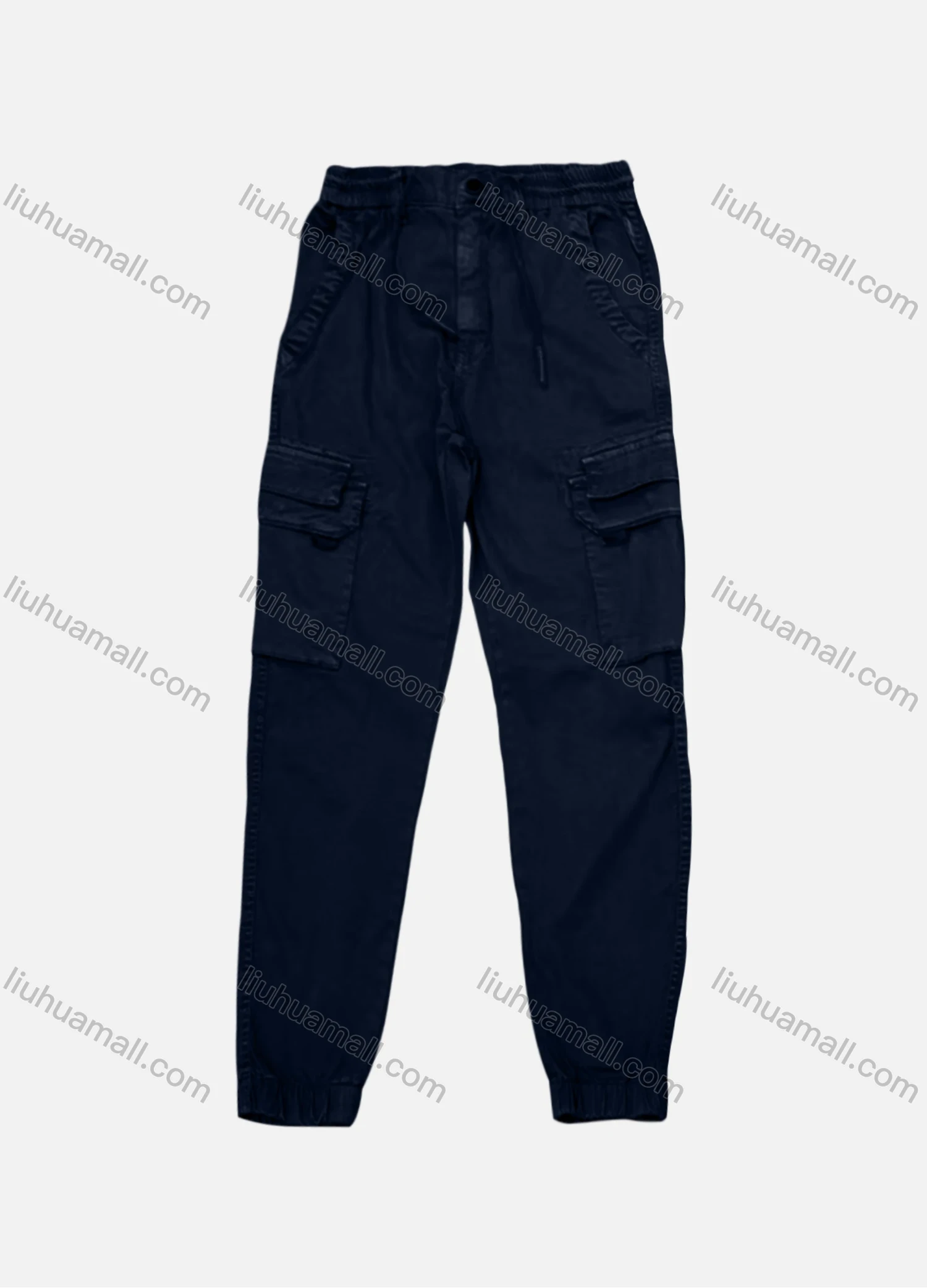 Wholesale Men's Casual Plain Flap Pockets Drawstring Cargo Pant AK7375# - Liuhuamall