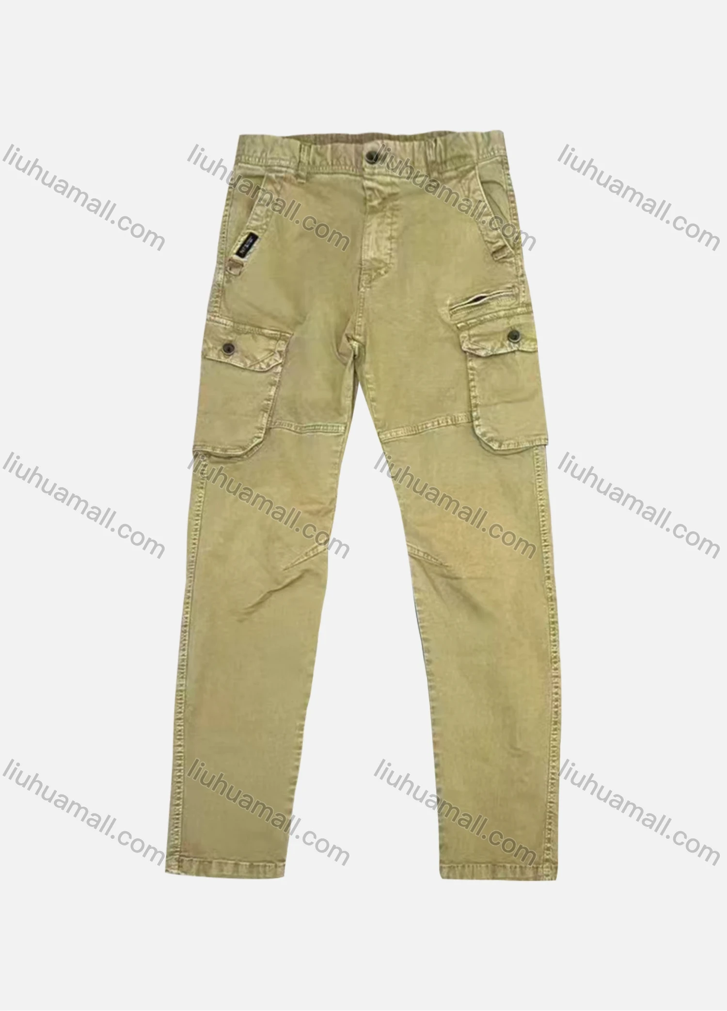 Wholesale Men's Casual Plain Flap Pockets Cargo Pant AK7366# - Liuhuamall