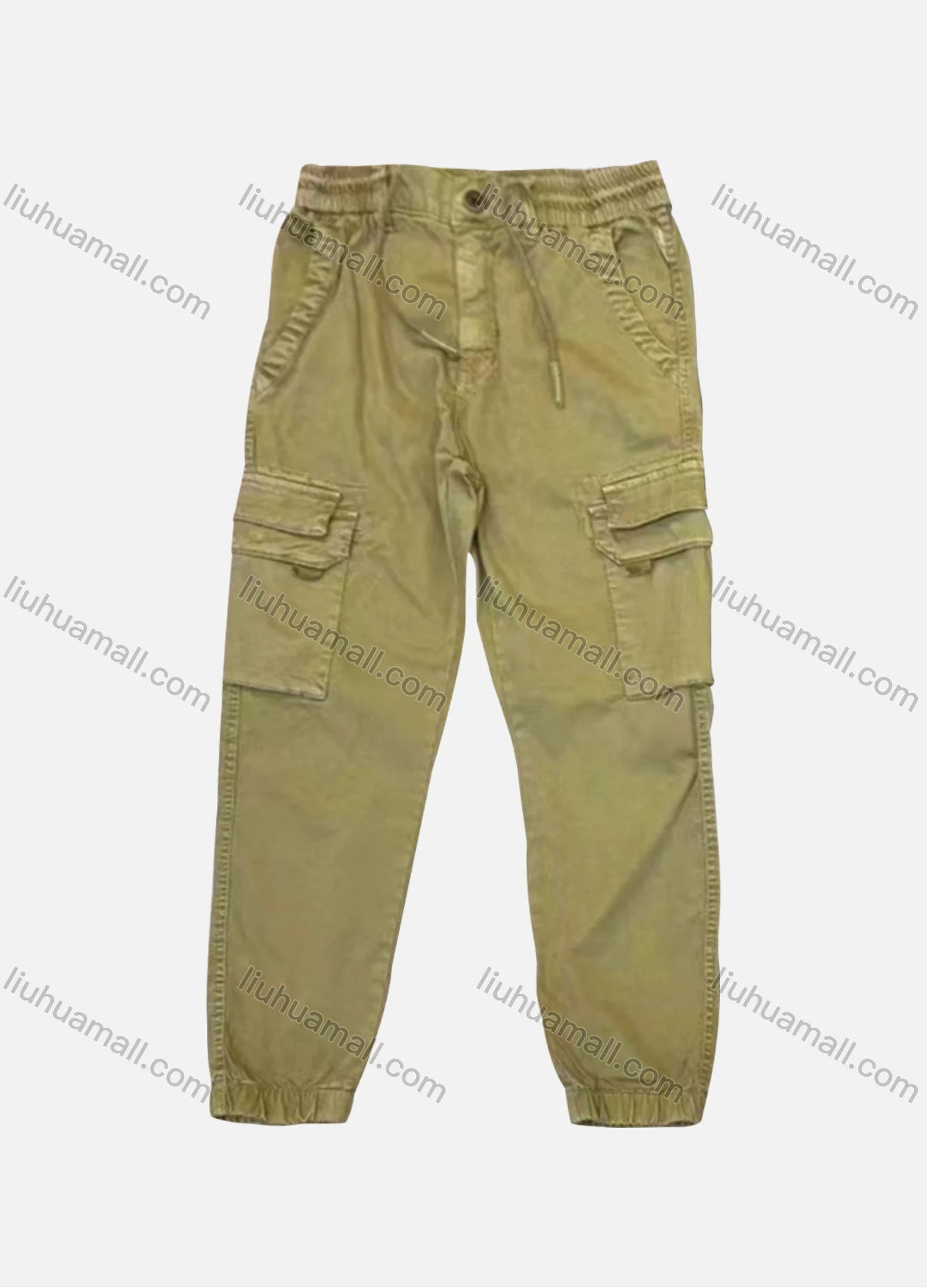 Wholesale Men's Casual Plain Flap Pockets Drawstring Cargo Pant AK7375# - Liuhuamall
