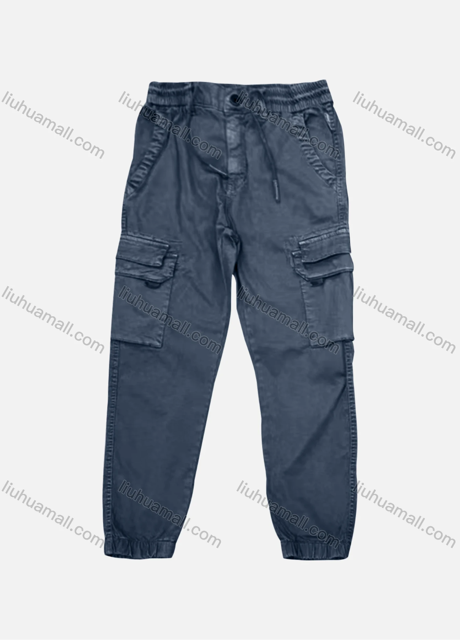 Wholesale Men's Casual Plain Flap Pockets Drawstring Cargo Pant AK7375# - Liuhuamall