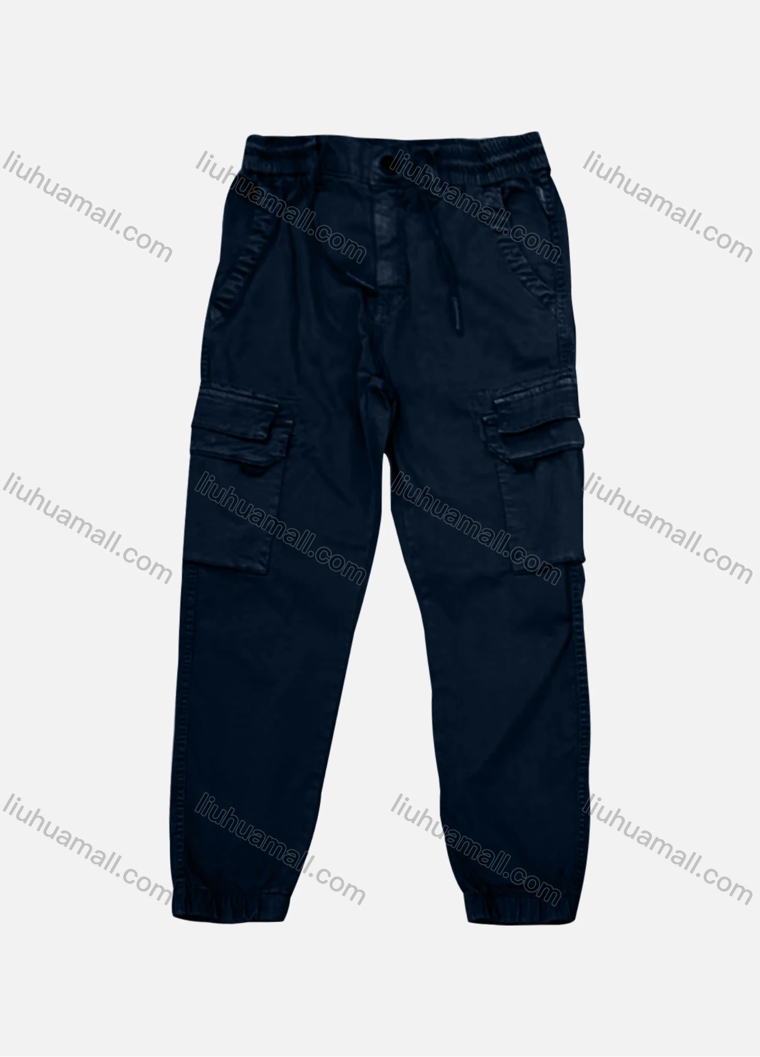 Wholesale Men's Casual Plain Flap Pockets Drawstring Cargo Pant AK7375# - Liuhuamall