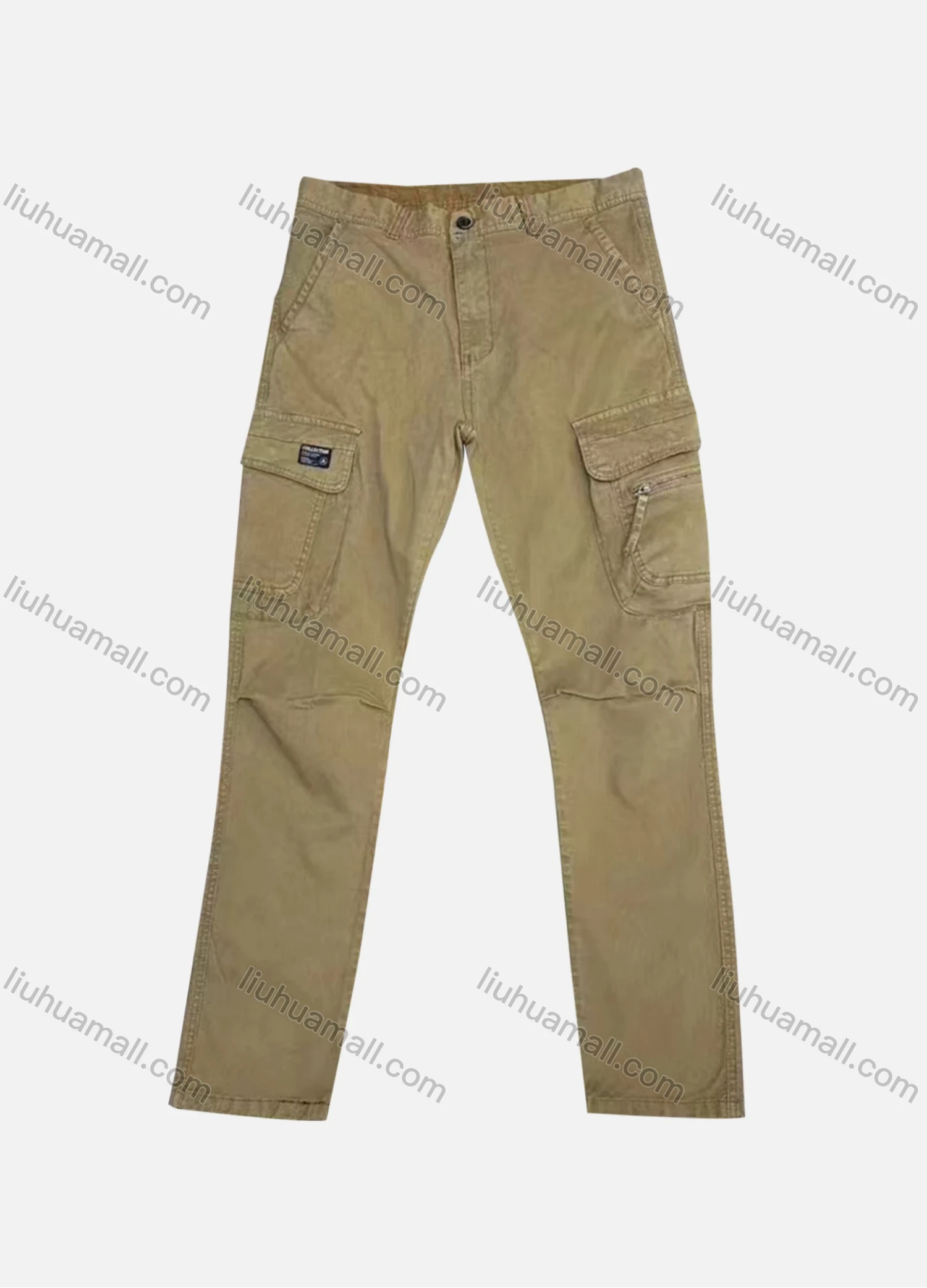 Wholesale Men's Casual Plain Flap Pockets Zip Decor Cargo Pant AK7382# - Liuhuamall