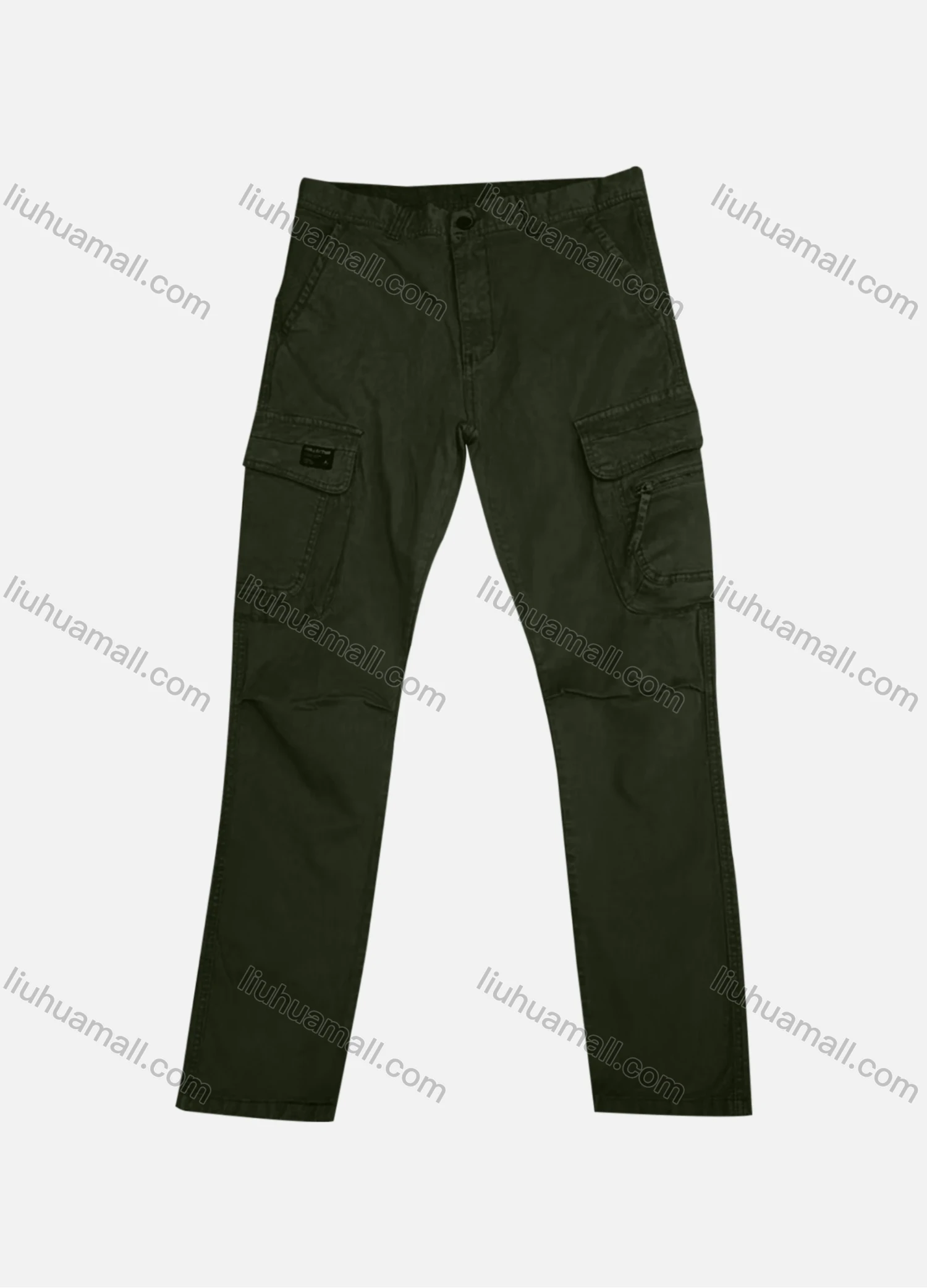 Wholesale Men's Casual Plain Flap Pockets Zip Decor Cargo Pant AK7382# - Liuhuamall