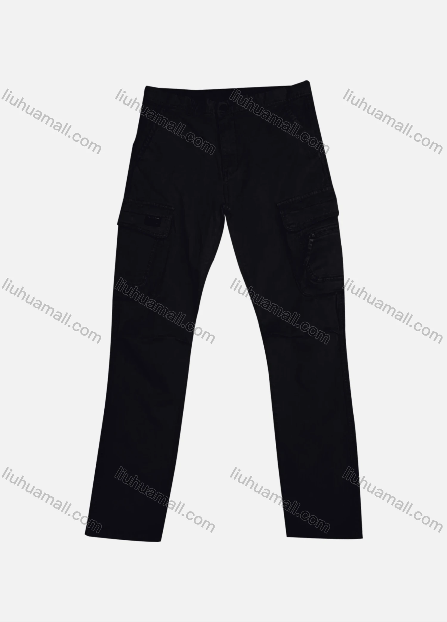 Wholesale Men's Casual Plain Flap Pockets Zip Decor Cargo Pant AK7382# - Liuhuamall