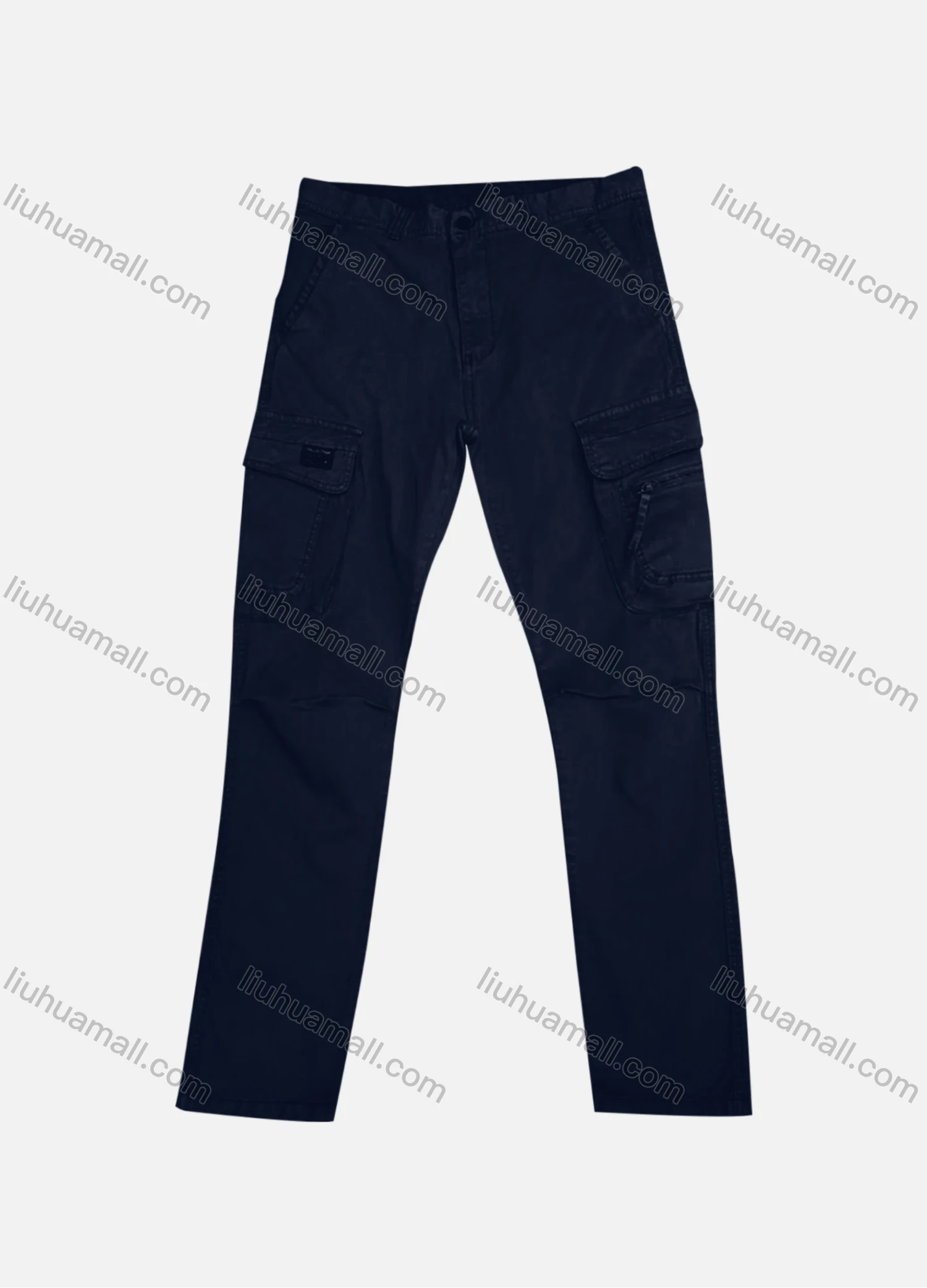 Wholesale Men's Casual Plain Flap Pockets Zip Decor Cargo Pant AK7382# - Liuhuamall