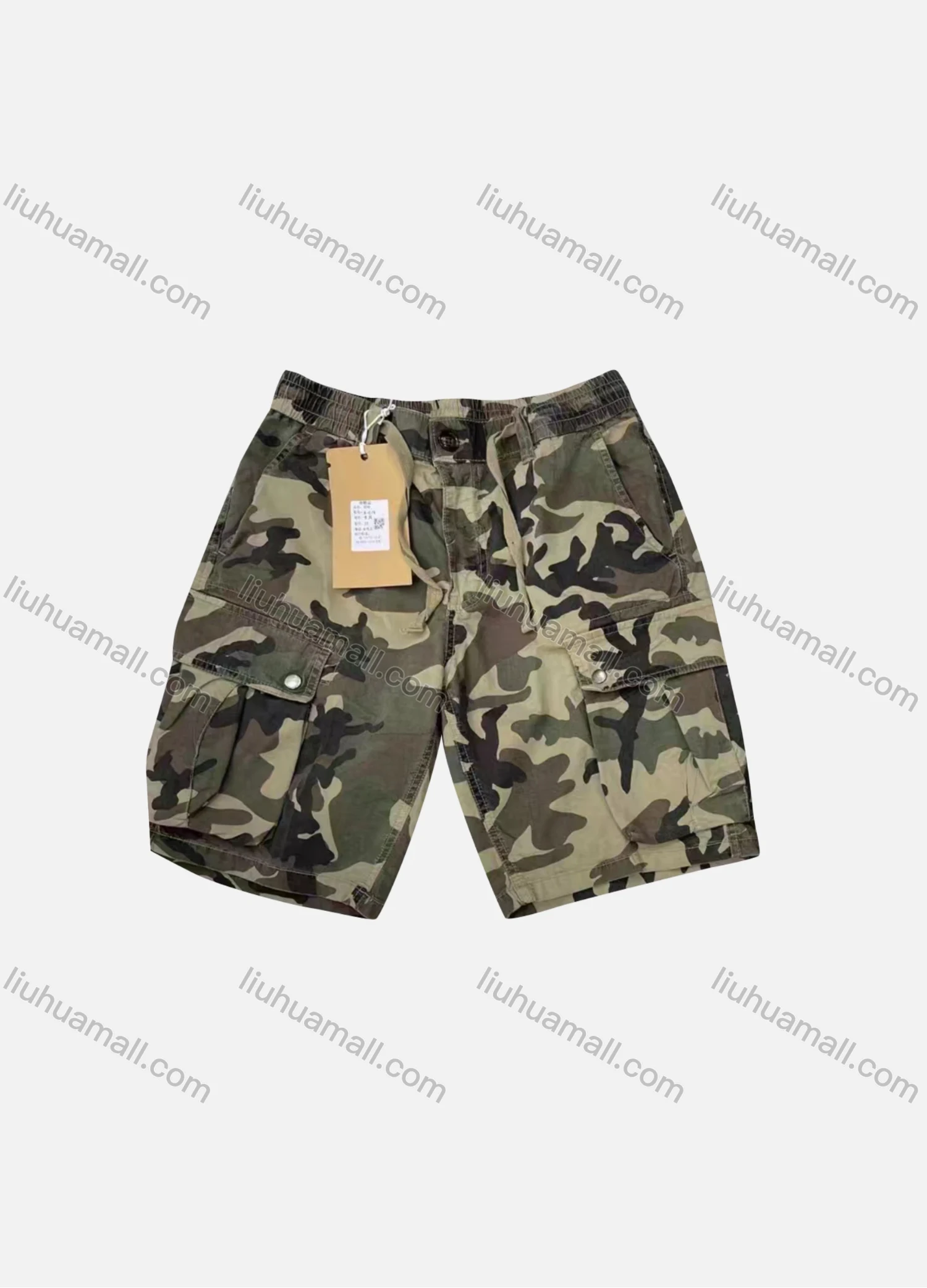 Wholesale Men's Casual Camouflage Flap Pockets Drawstring Shorts A-079# - Liuhuamall