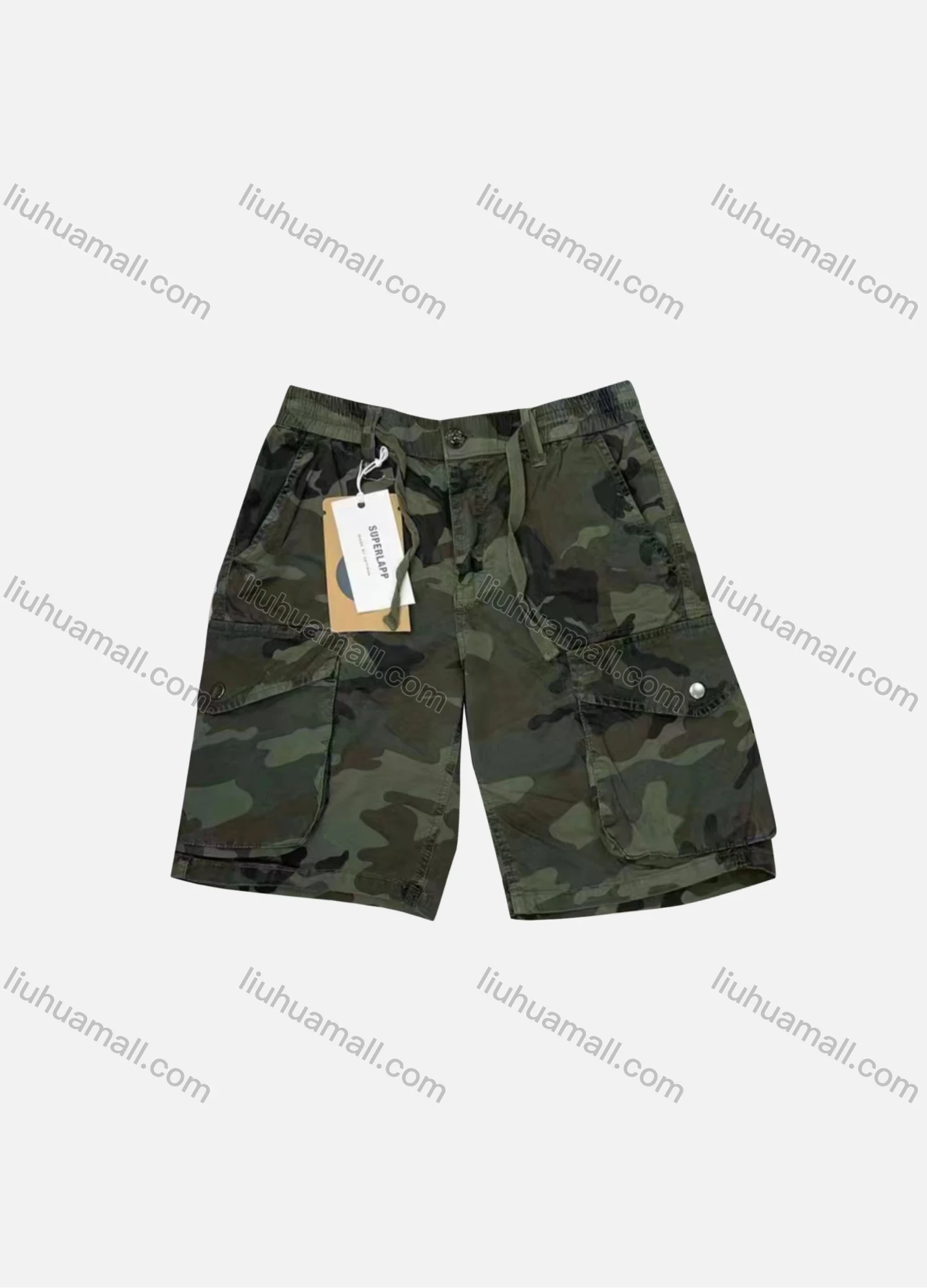 Wholesale Men's Casual Camouflage Flap Pockets Drawstring Shorts A-078# - Liuhuamall