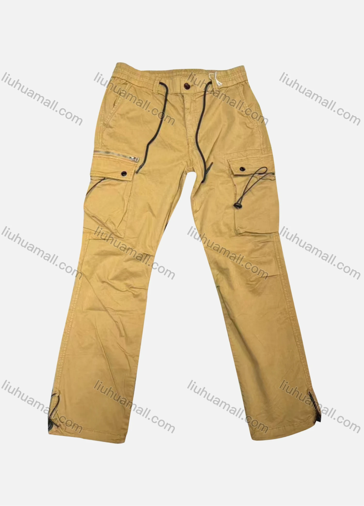 Wholesale Men's Casual Plain Flap Pockets Drawstring Cargo Pant 510# - Liuhuamall