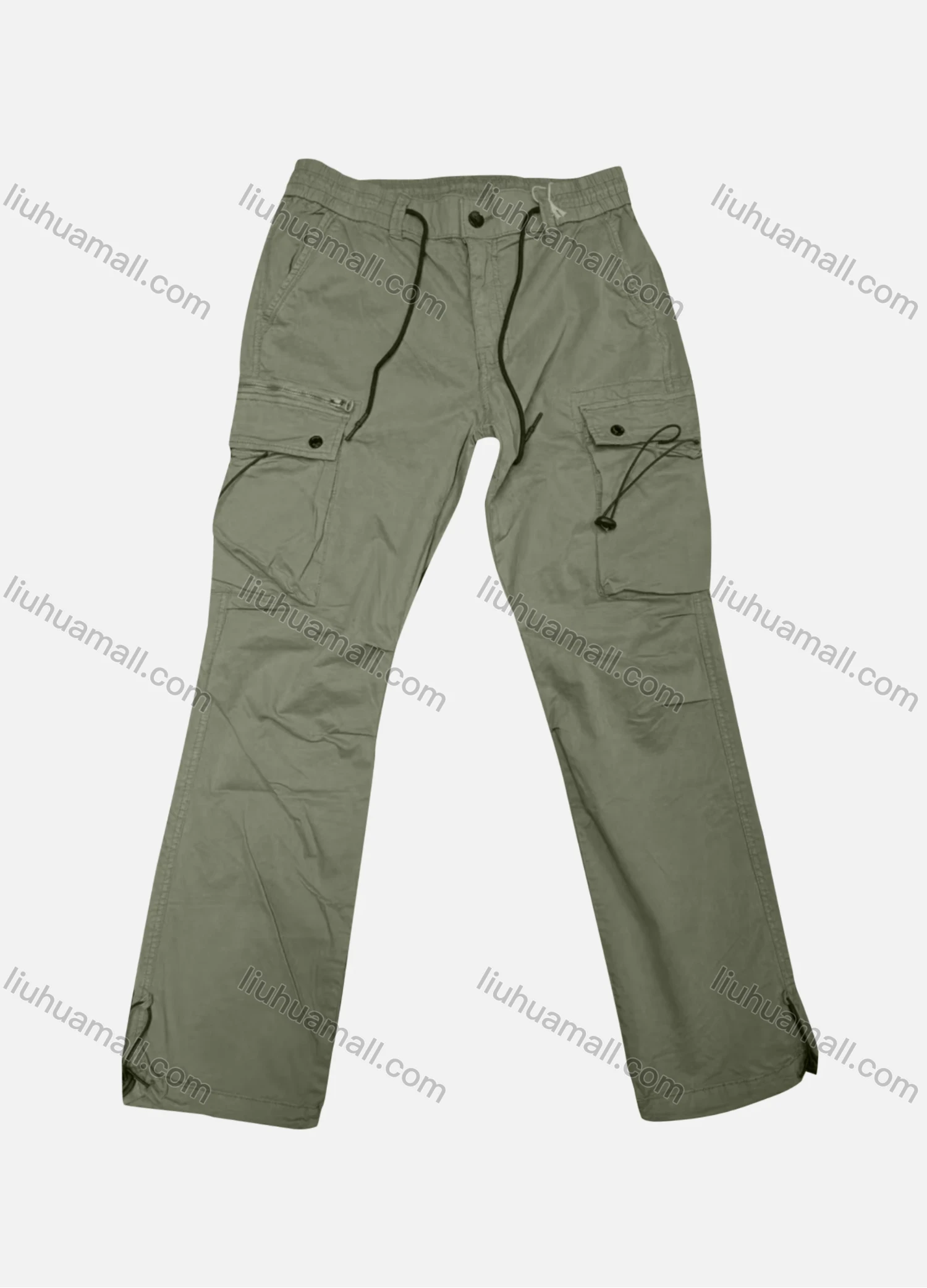 Wholesale Men's Casual Plain Flap Pockets Drawstring Cargo Pant 510# - Liuhuamall