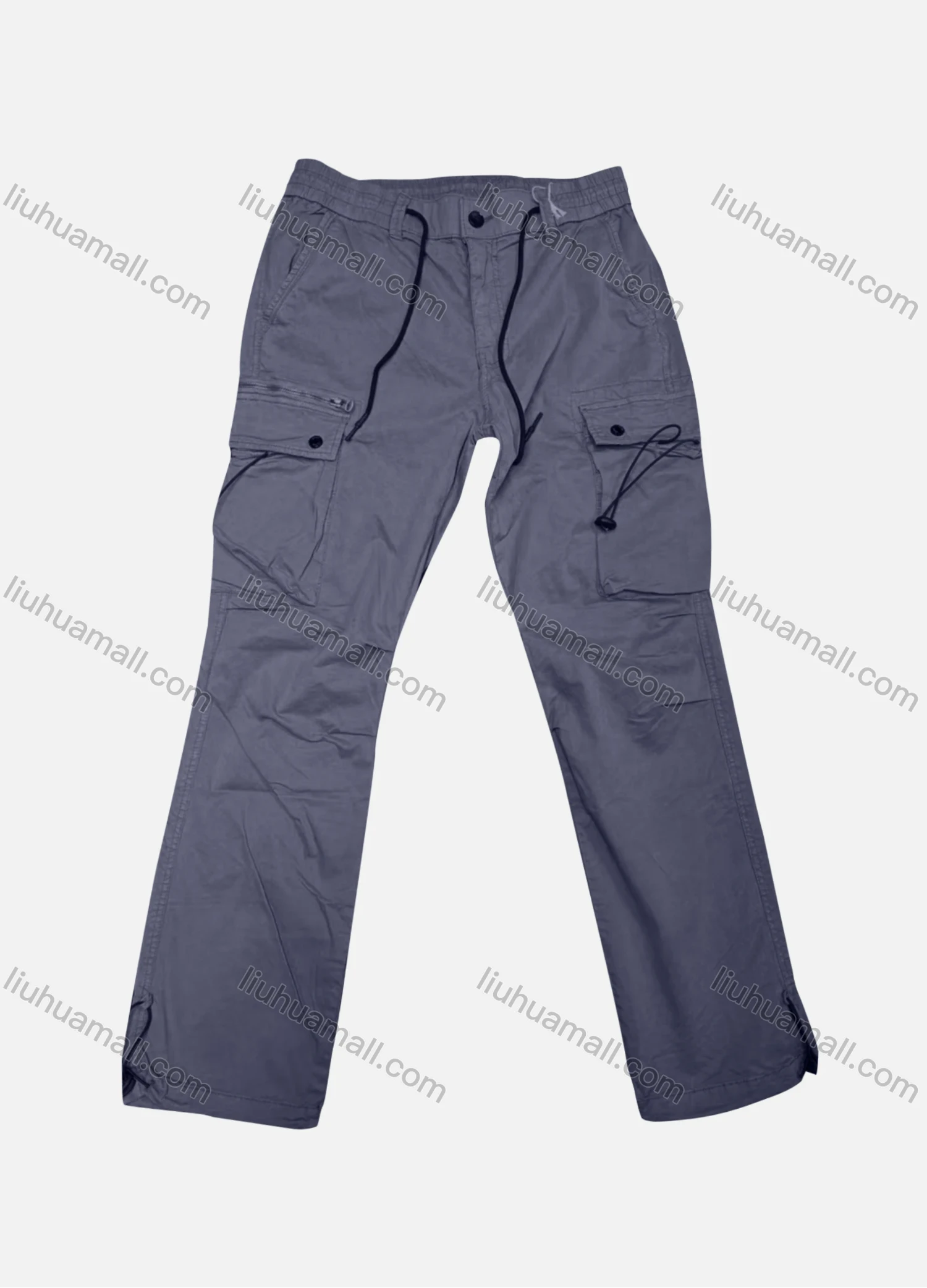 Wholesale Men's Casual Plain Flap Pockets Drawstring Cargo Pant 510# - Liuhuamall