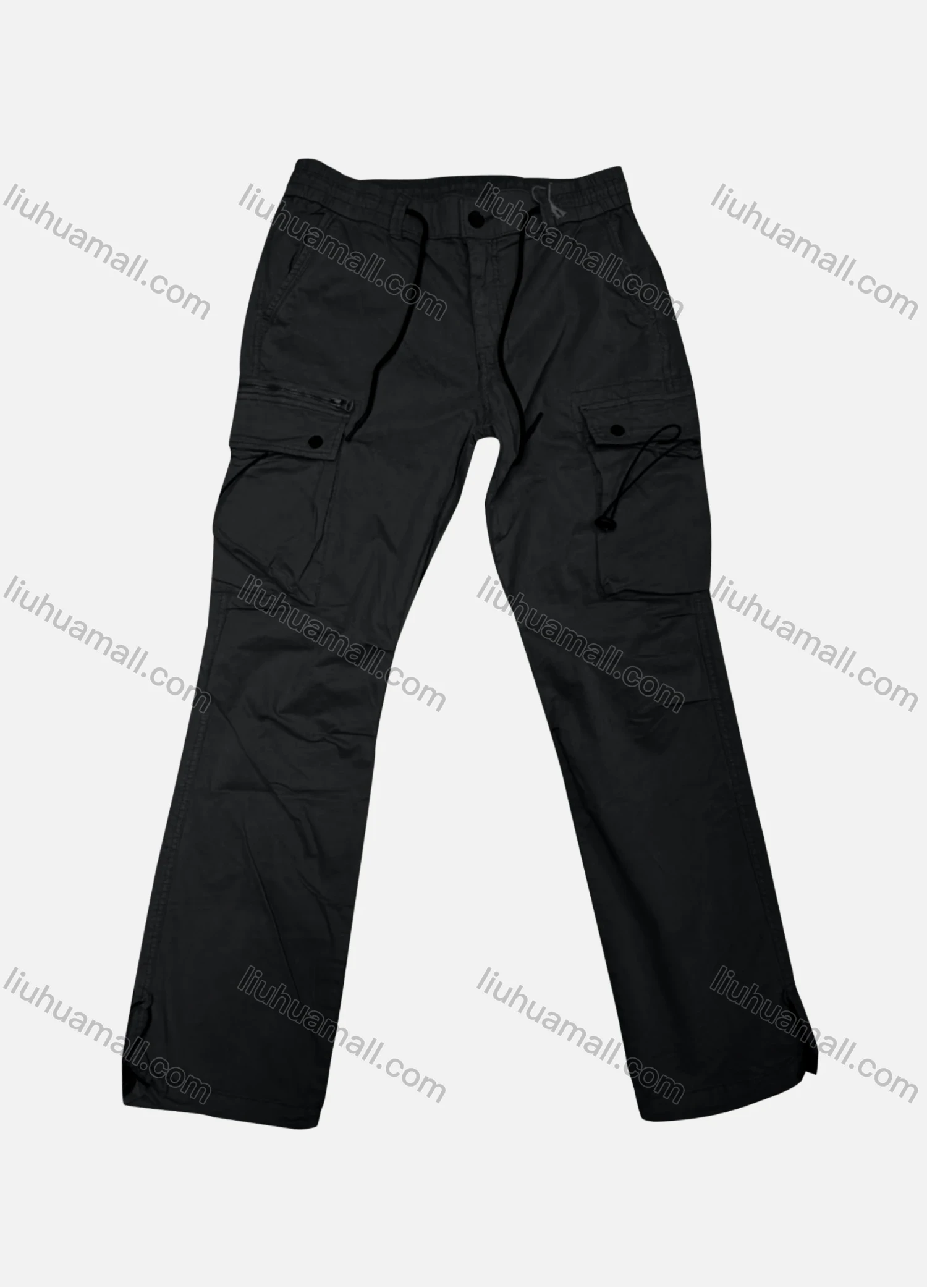 Wholesale Men's Casual Plain Flap Pockets Drawstring Cargo Pant 510# - Liuhuamall