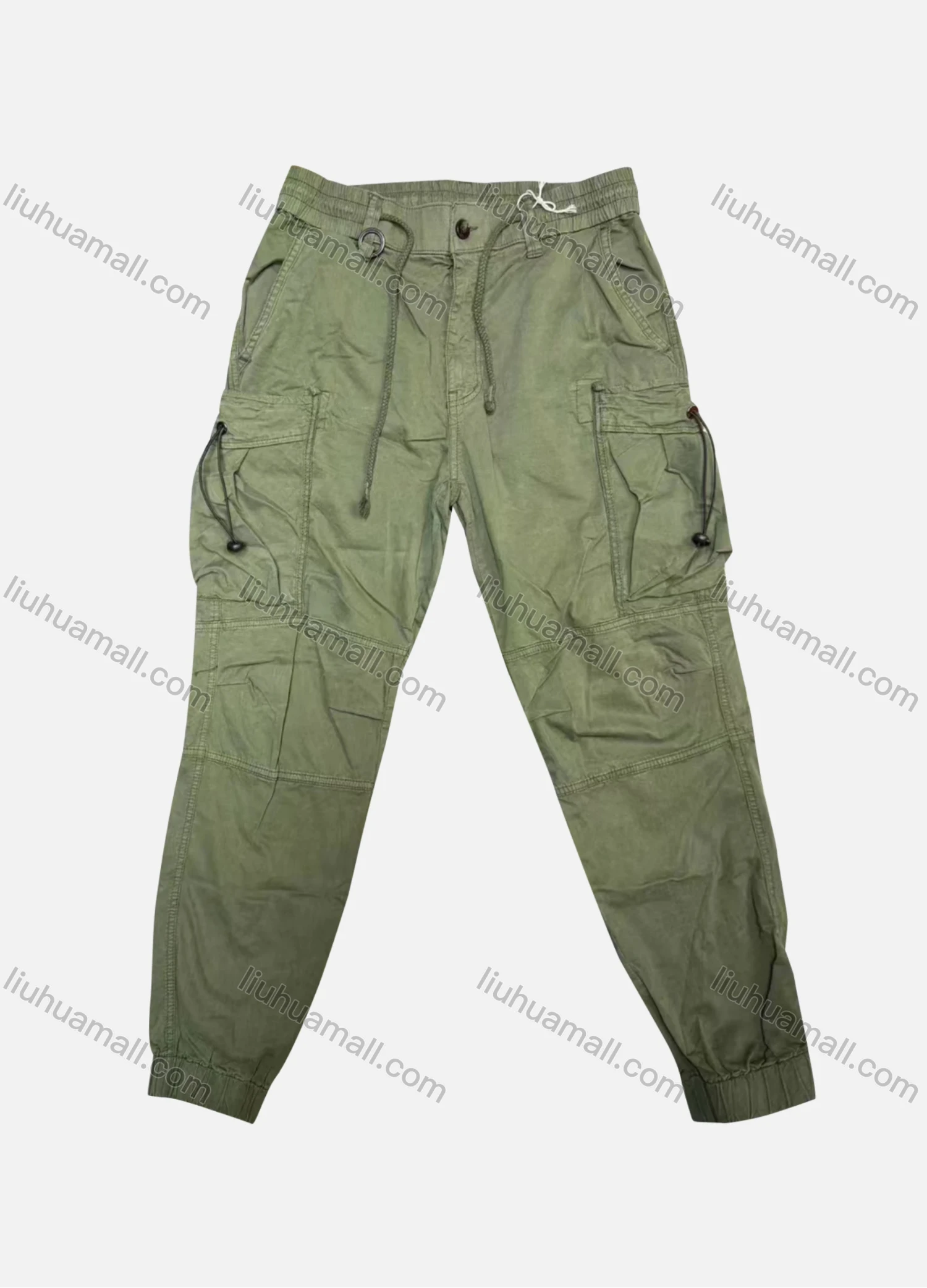 Wholesale Men's Casual Plain Flap Pockets Drawstring Cargo Pant 516# - Liuhuamall