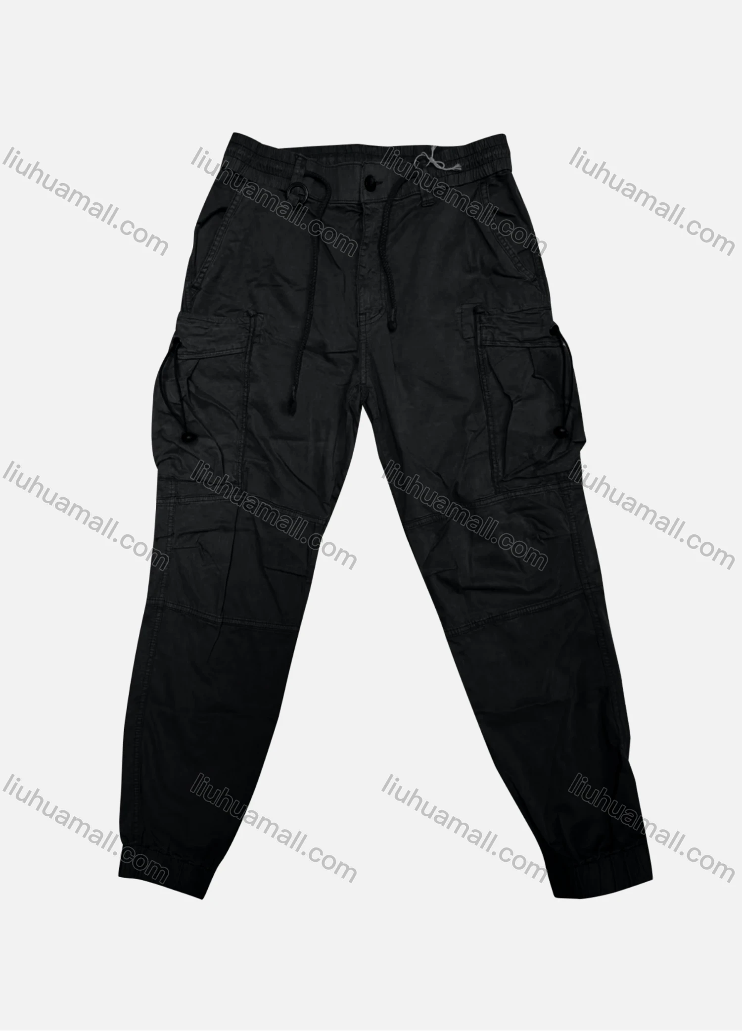 Wholesale Men's Casual Plain Flap Pockets Drawstring Cargo Pant 516# - Liuhuamall