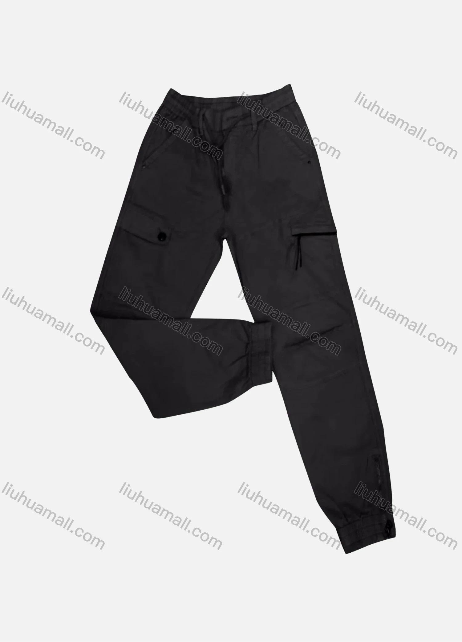 Wholesale Men's Casual Plain Zipper Pockets Drawstring Cargo Pant 2201# - Liuhuamall