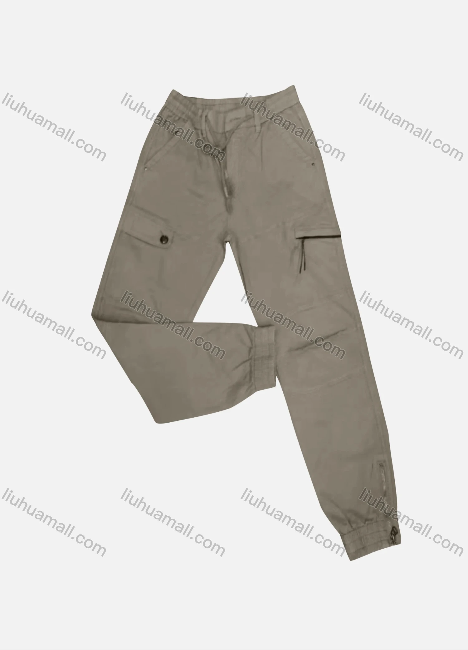 Wholesale Men's Casual Plain Zipper Pockets Drawstring Cargo Pant 2201# - Liuhuamall