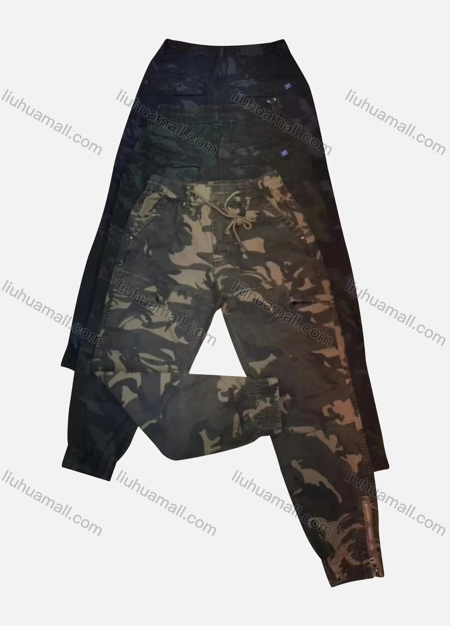 Wholesale Men's Casual Camouflage Flap Pockets Drawstring Cargo Pant 201# - Liuhuamall