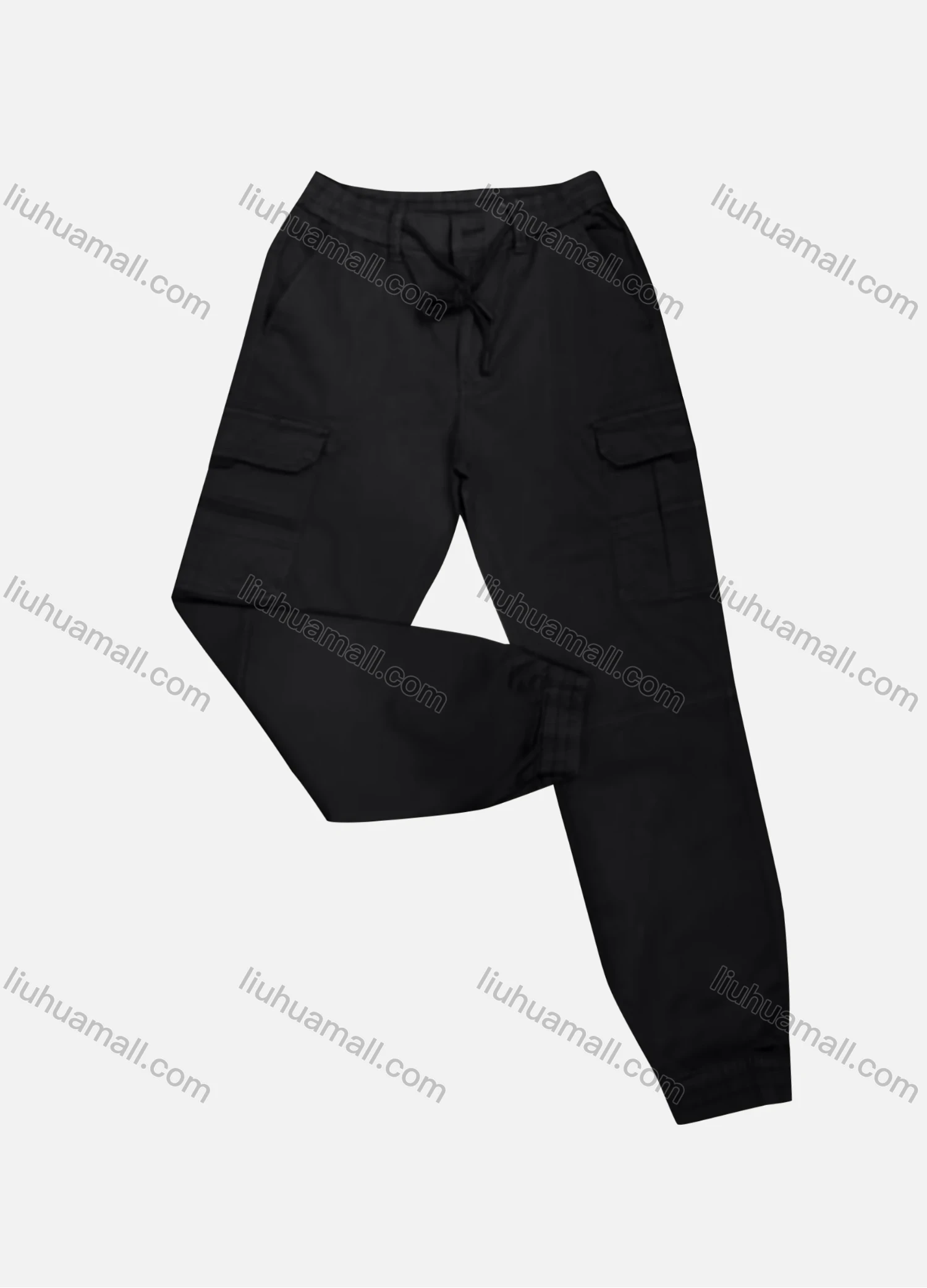 Wholesale Men's Casual Plain Flap Pockets Drawstring Cargo Pant 2210# - Liuhuamall