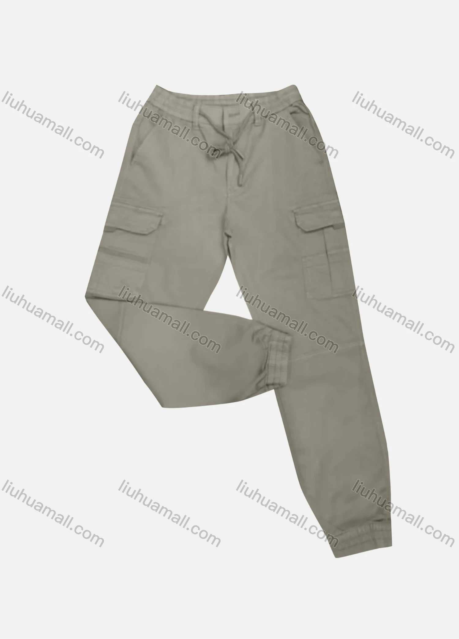 Wholesale Men's Casual Plain Flap Pockets Drawstring Cargo Pant 2210# - Liuhuamall