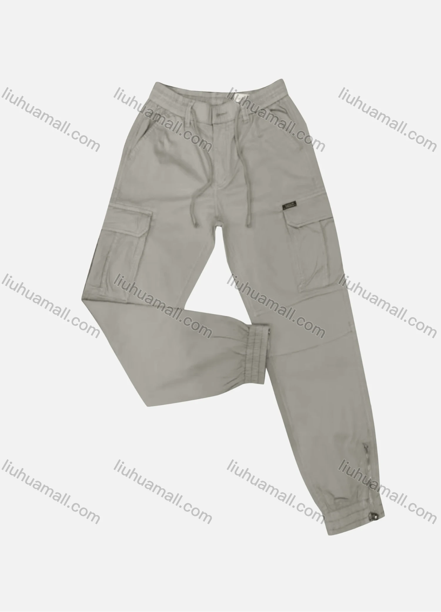 Wholesale Men's Casual Plain Flap Pockets Drawstring Cargo Pant 2215# - Liuhuamall
